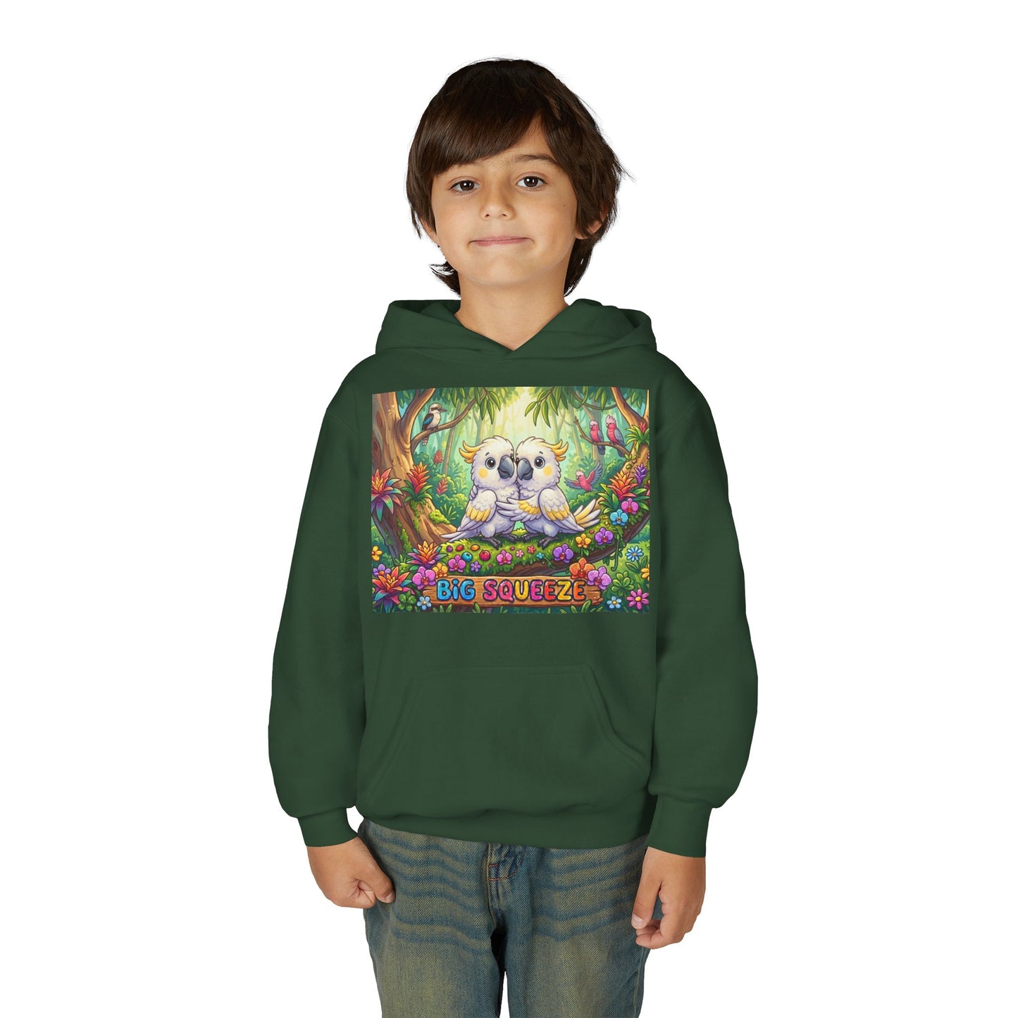 Big Squeeze Cockatoo Youth Heavy Blend Hooded Sweatshirt