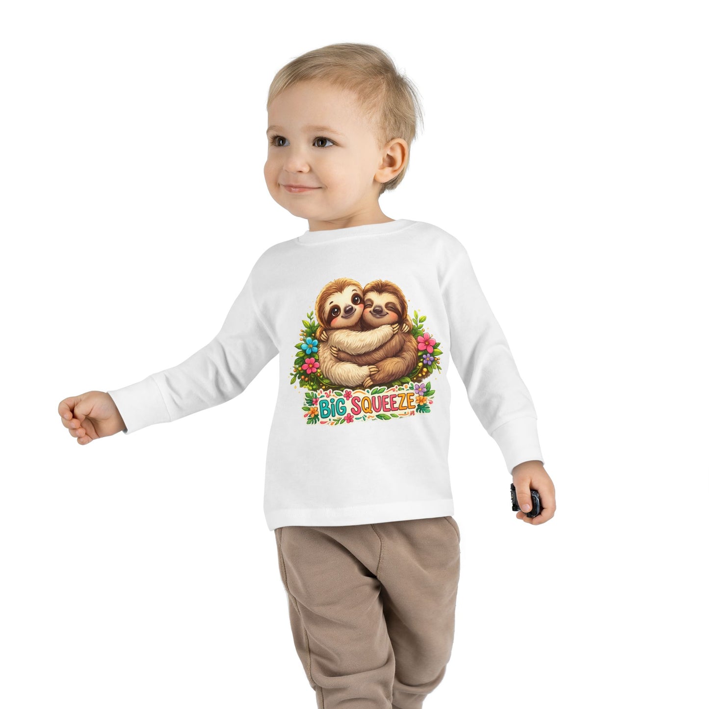 Big Squeeze Sloth Toddler Long Sleeve Tee