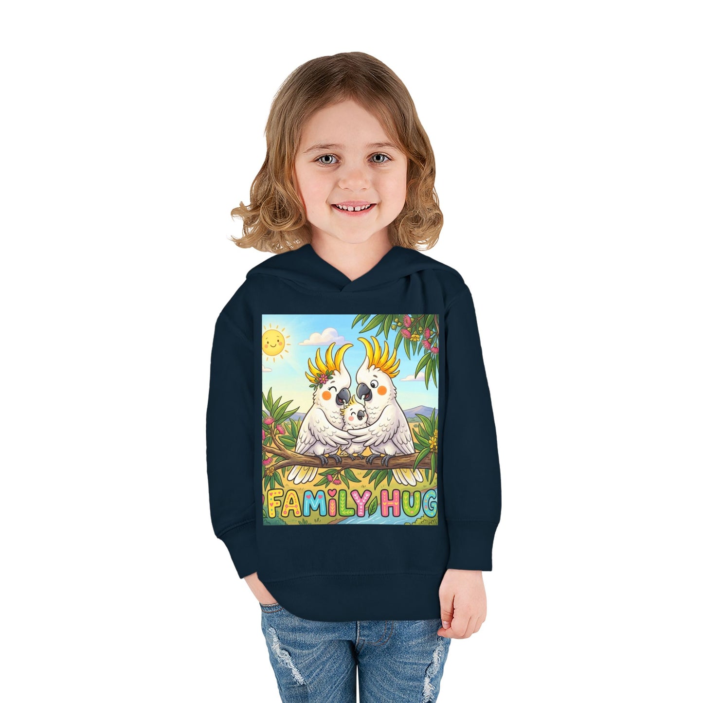 Family Hug Cockatoo Toddler Pullover Fleece Hoodie