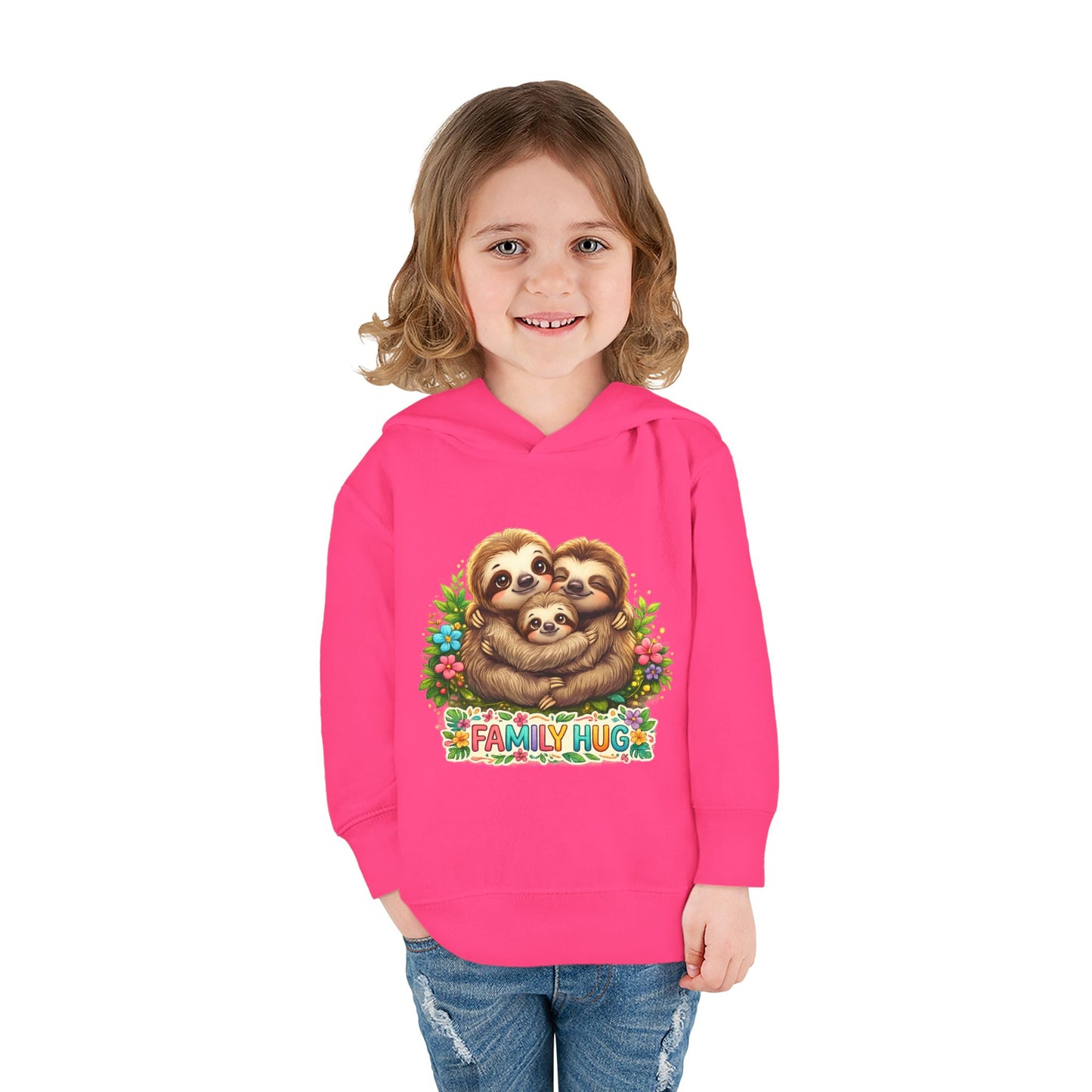 Family Hug Sloth Toddler Pullover Fleece Hoodie
