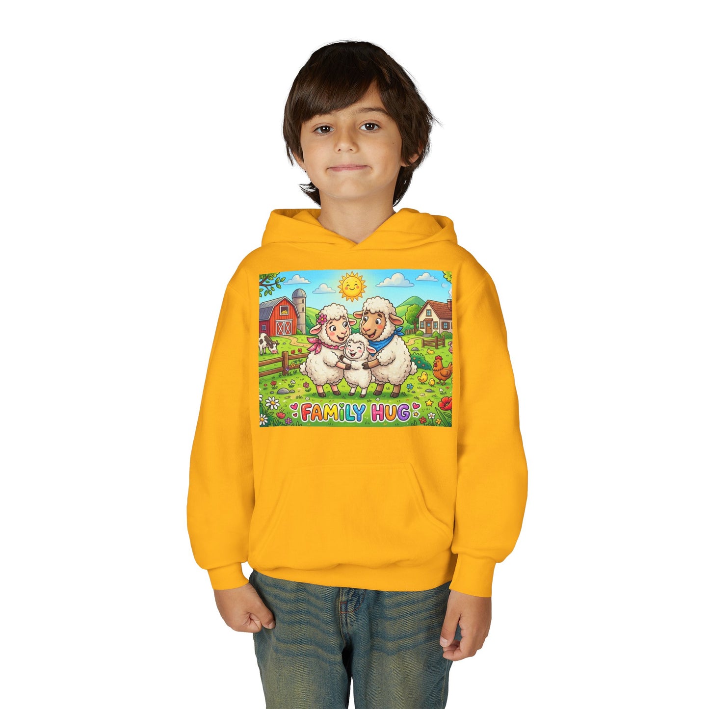 Family Hug Lamb Youth Heavy Blend Hooded Sweatshirt