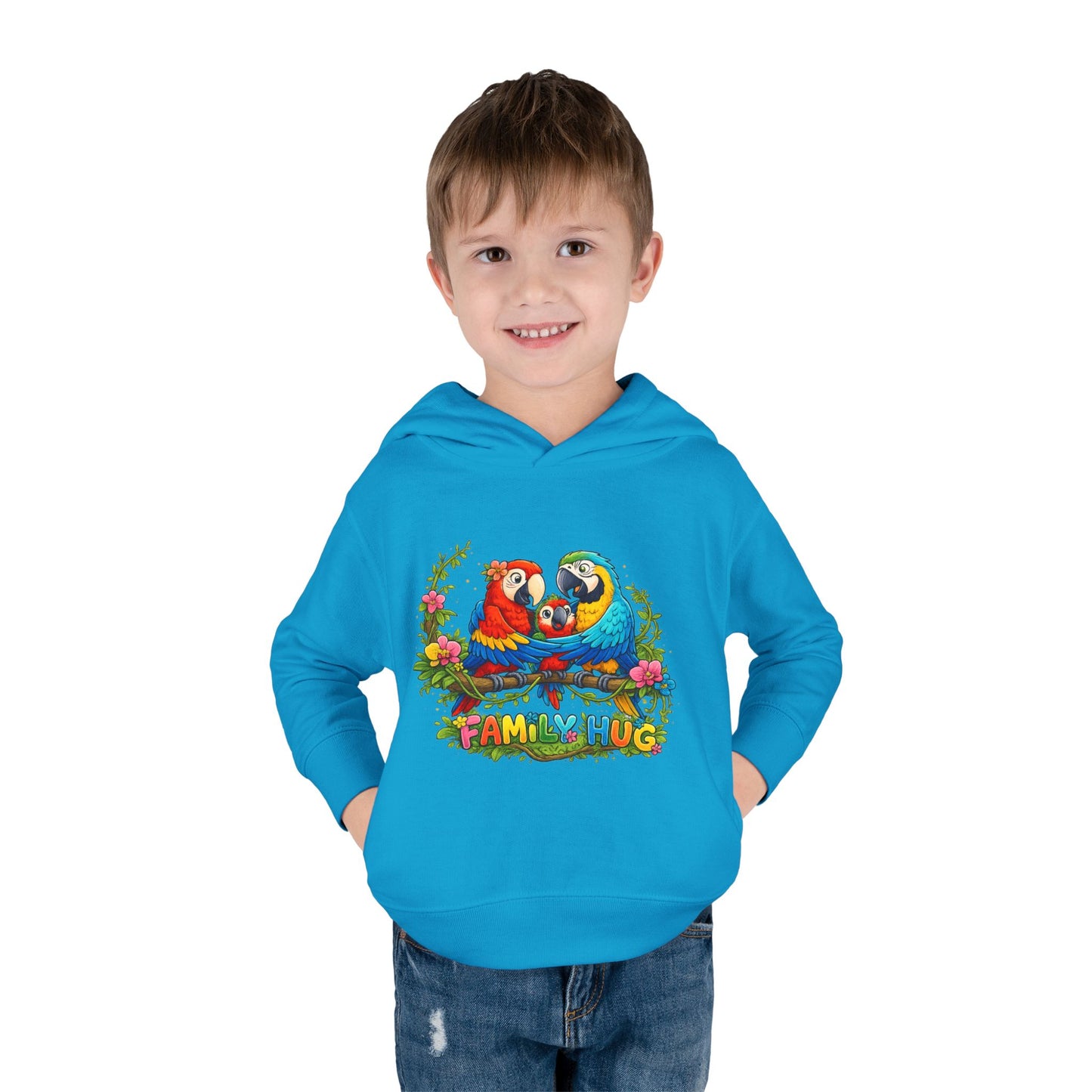 Family Hug Macaw Toddler Pullover Fleece Hoodie