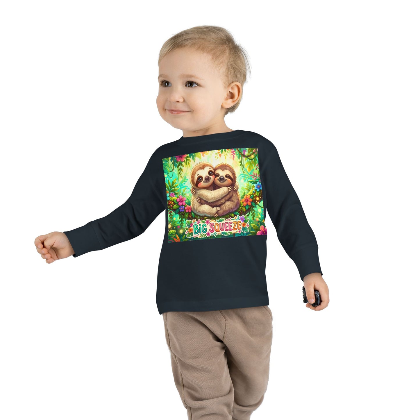 Big Squeeze Sloth Toddler Long Sleeve Tee