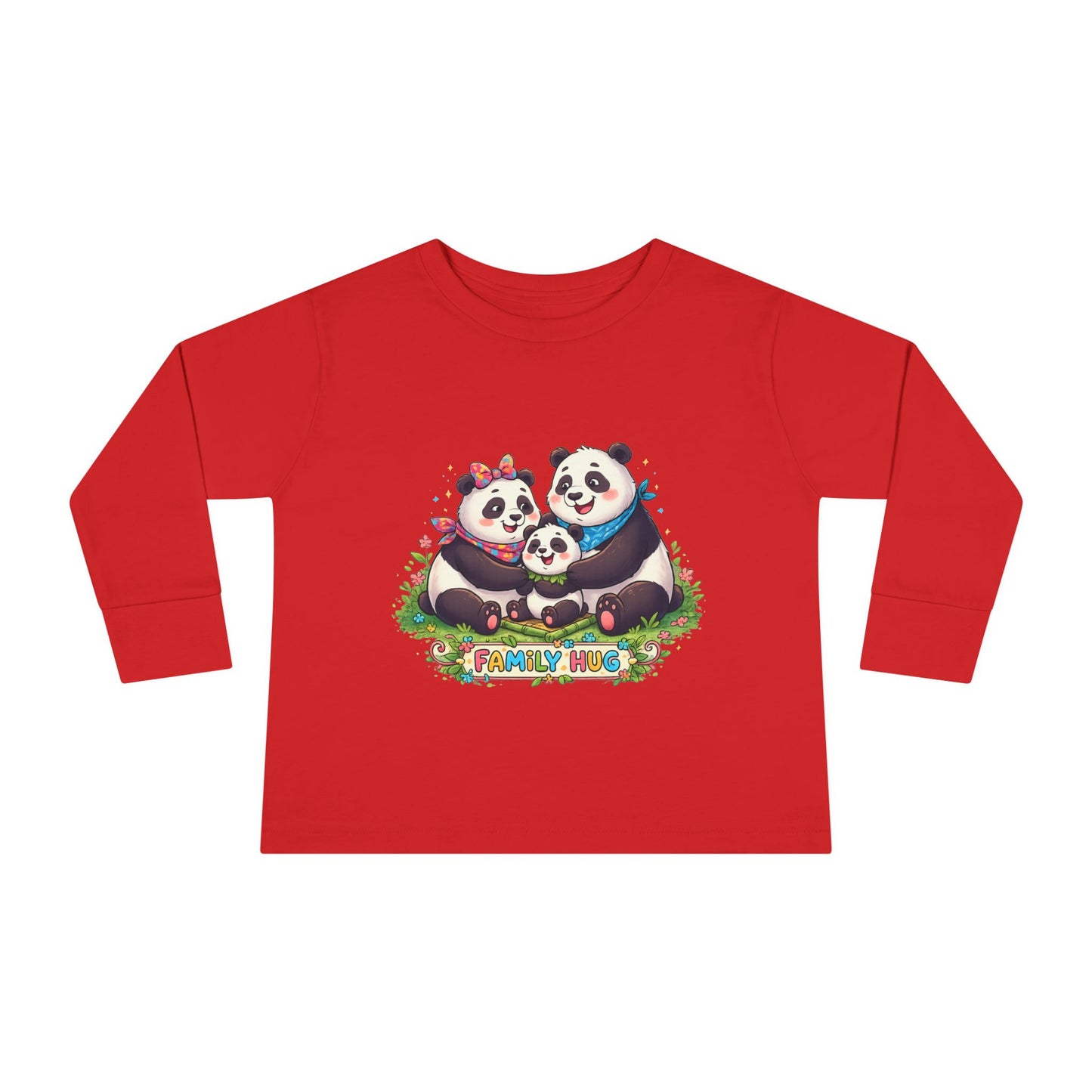 Family Hug Panda Toddler Long Sleeve Tee