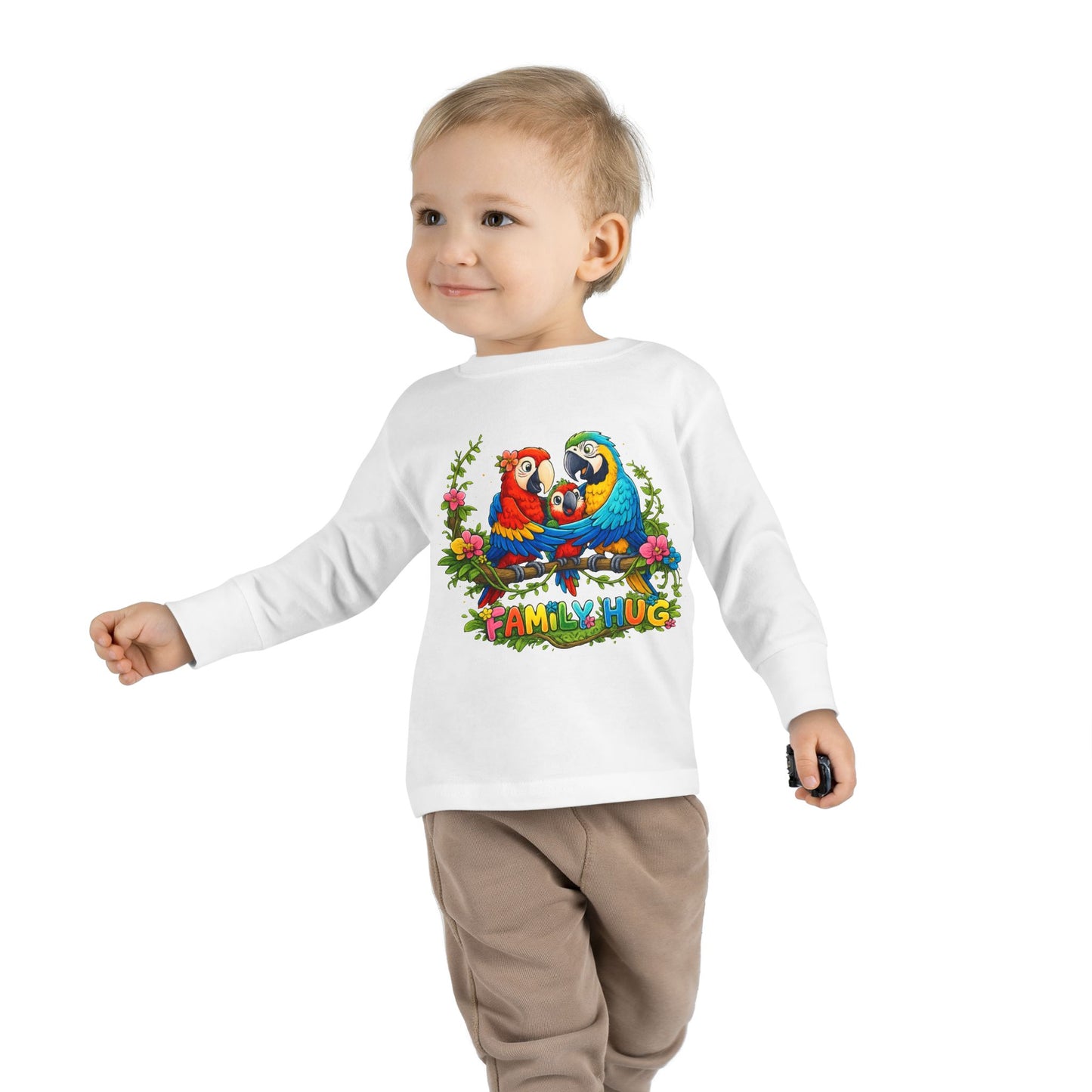 Family Hug Macaw Toddler Long Sleeve Tee