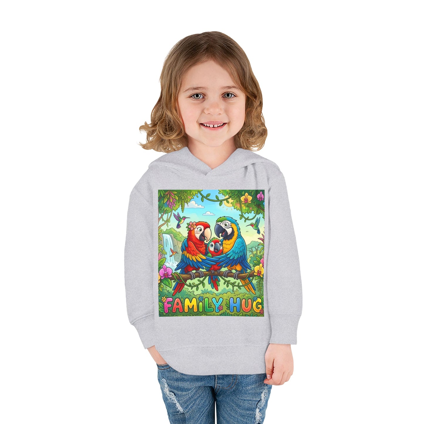 Family Hug Macaw Toddler Pullover Fleece Hoodie