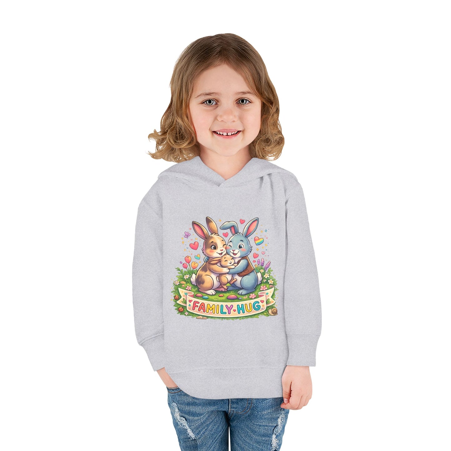Family Hug Bunny Toddler Pullover Fleece Hoodie
