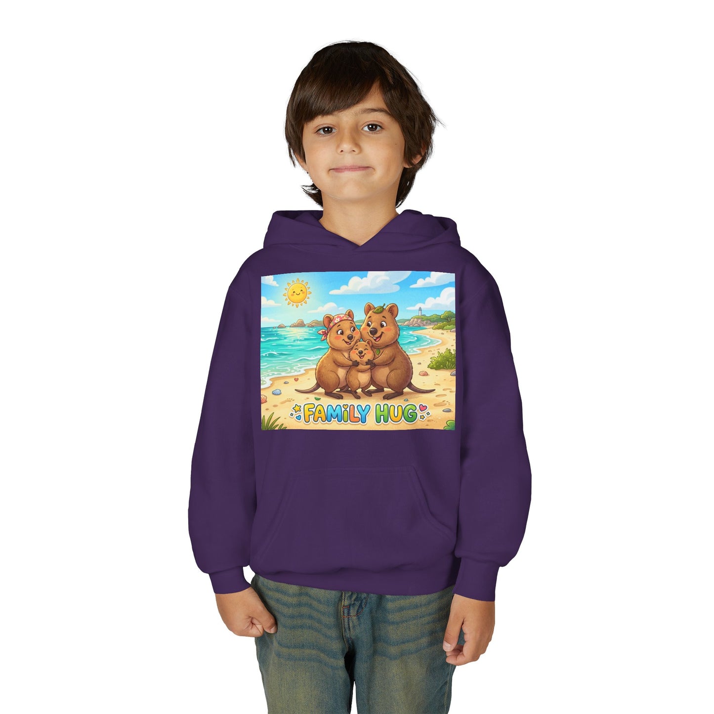 Family Hug Quokka Youth Heavy Blend Hooded Sweatshirt