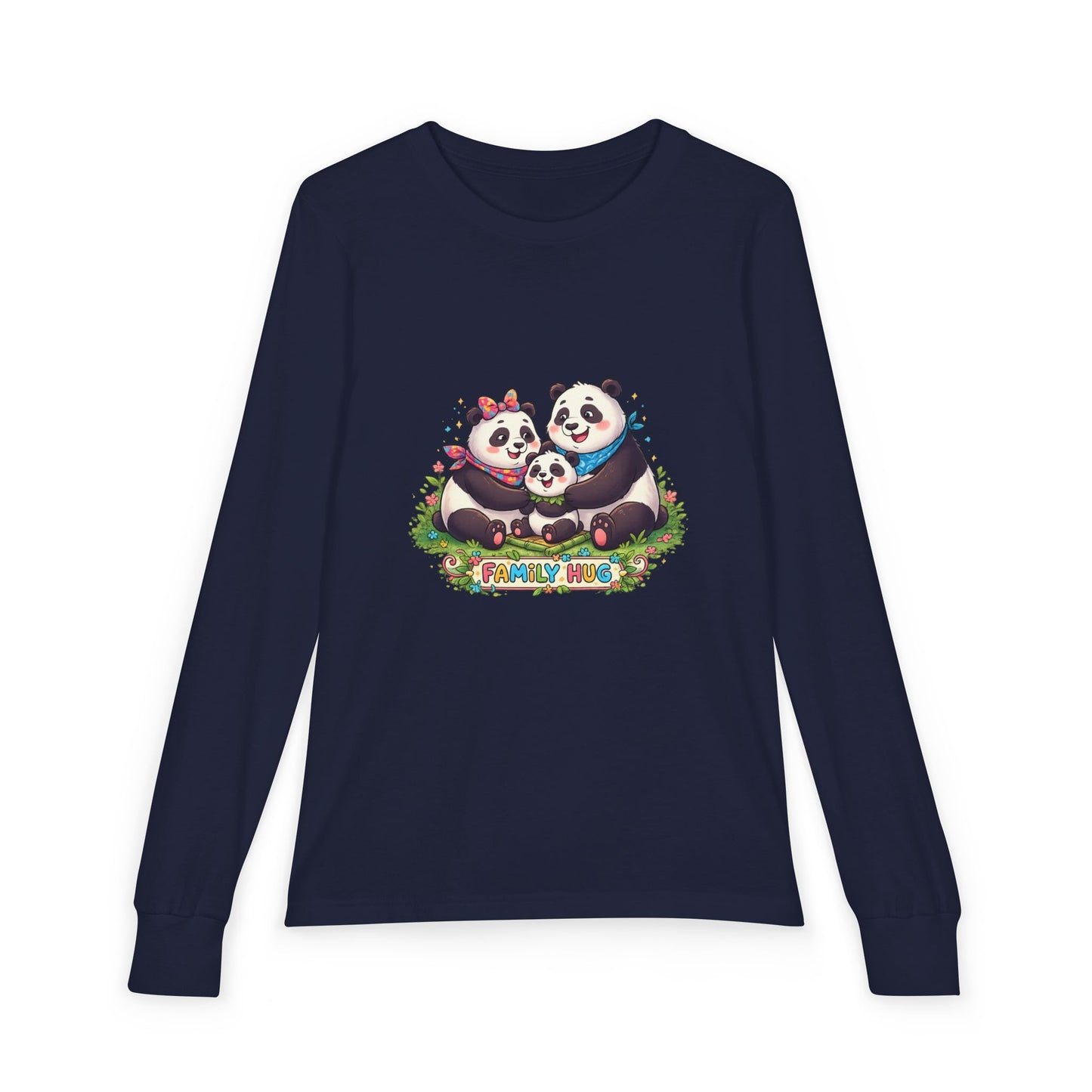 Family Hug Panda Youth Jersey Long Sleeve Tee