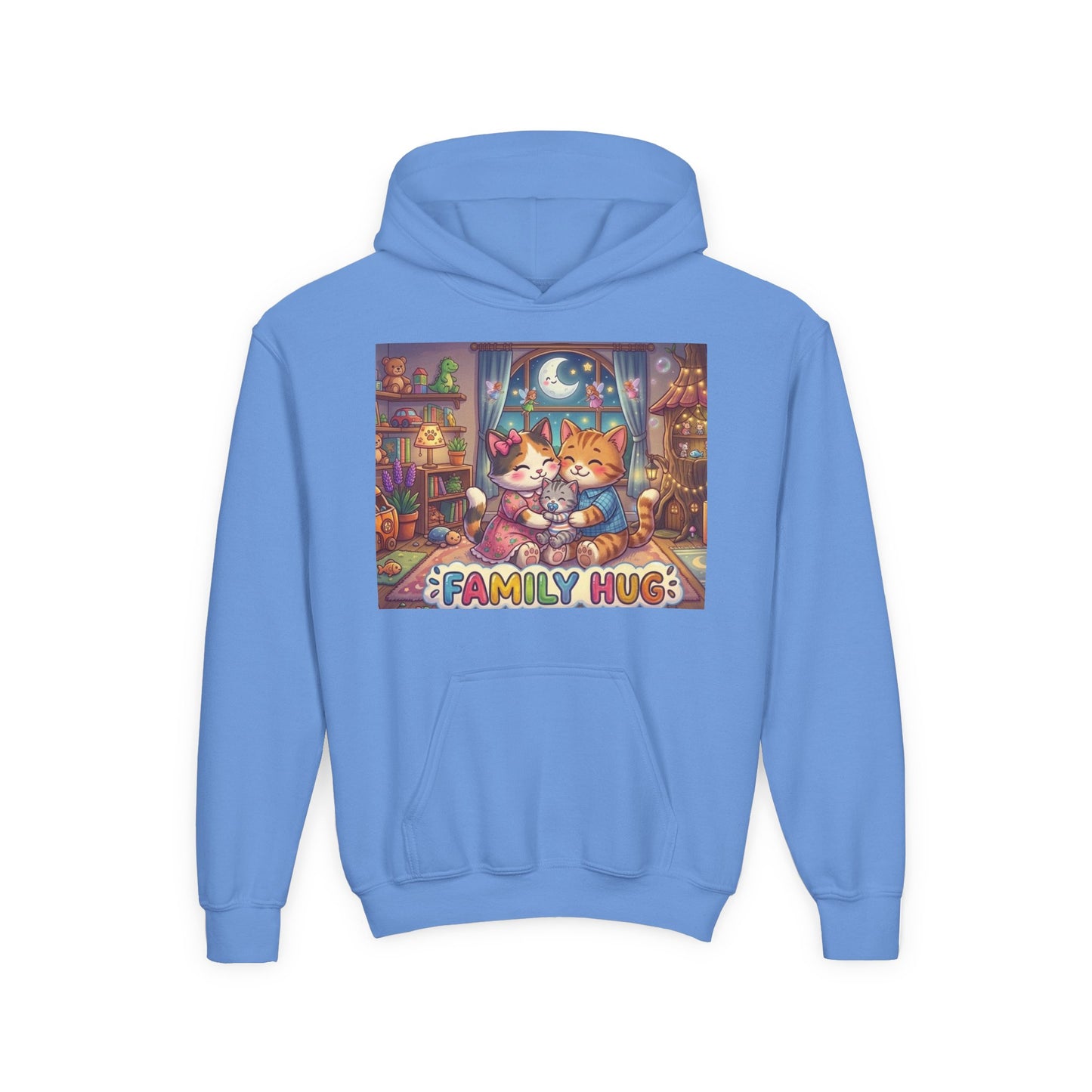 Family Hug Kitten Youth Heavy Blend Hooded Sweatshirt