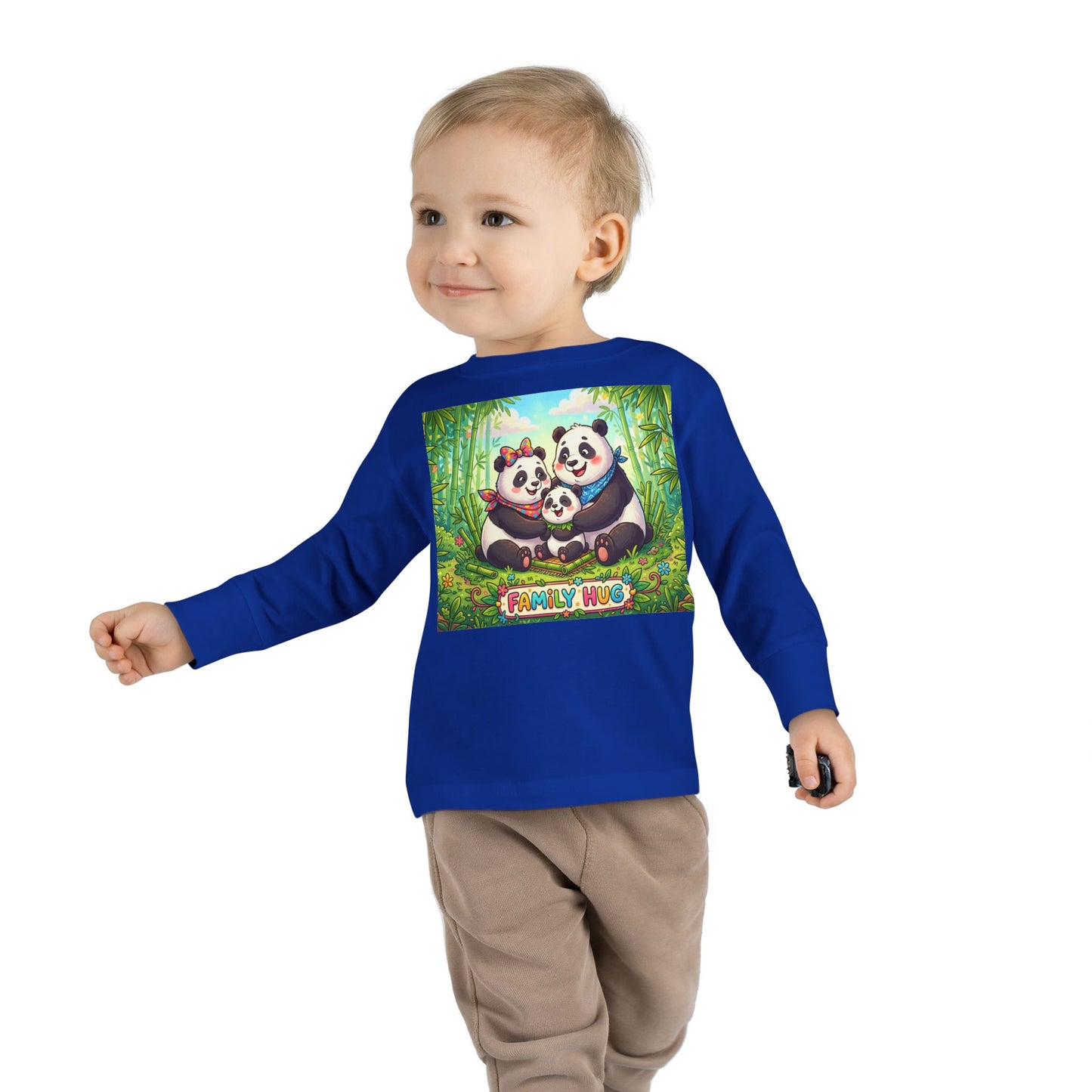 Family Hug Panda Toddler Long Sleeve Tee