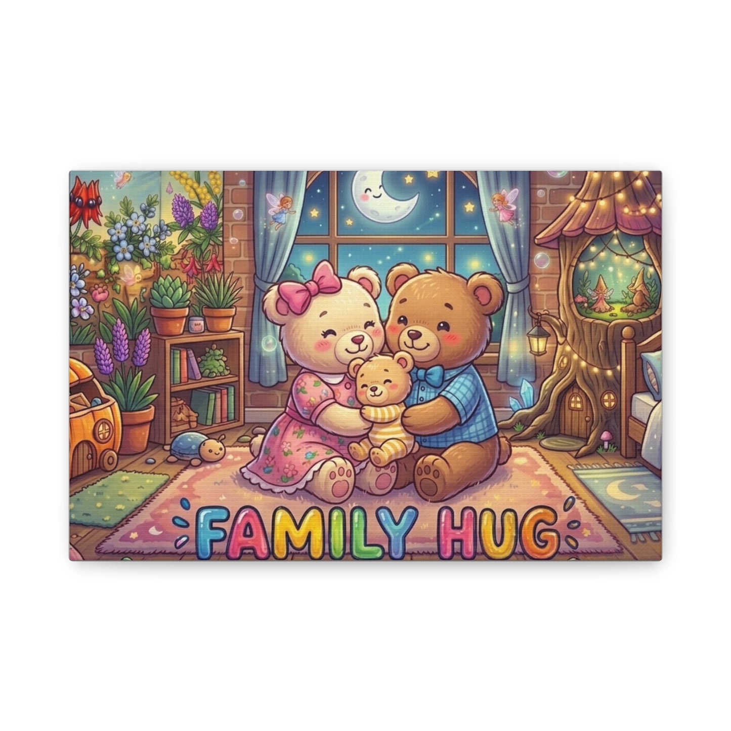 Family Hug Teddy Classic Canvas