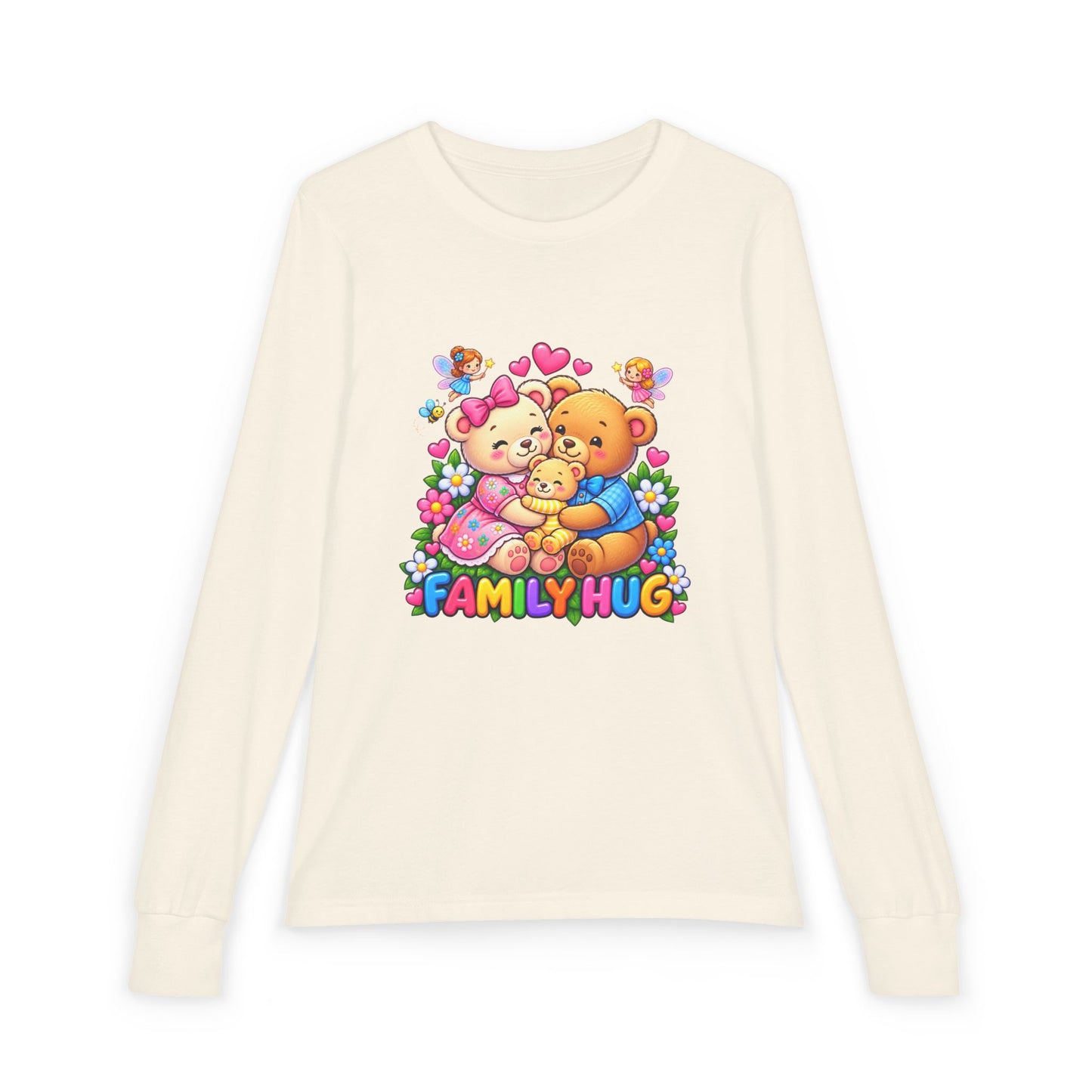 Family Hug Teddy Youth Jersey Long Sleeve Tee