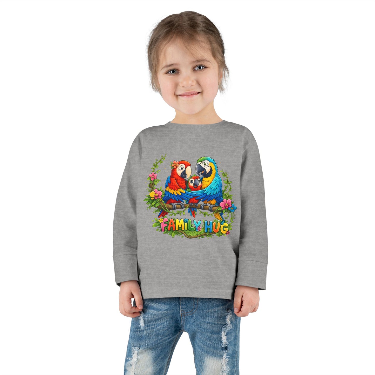 Family Hug Macaw Toddler Long Sleeve Tee