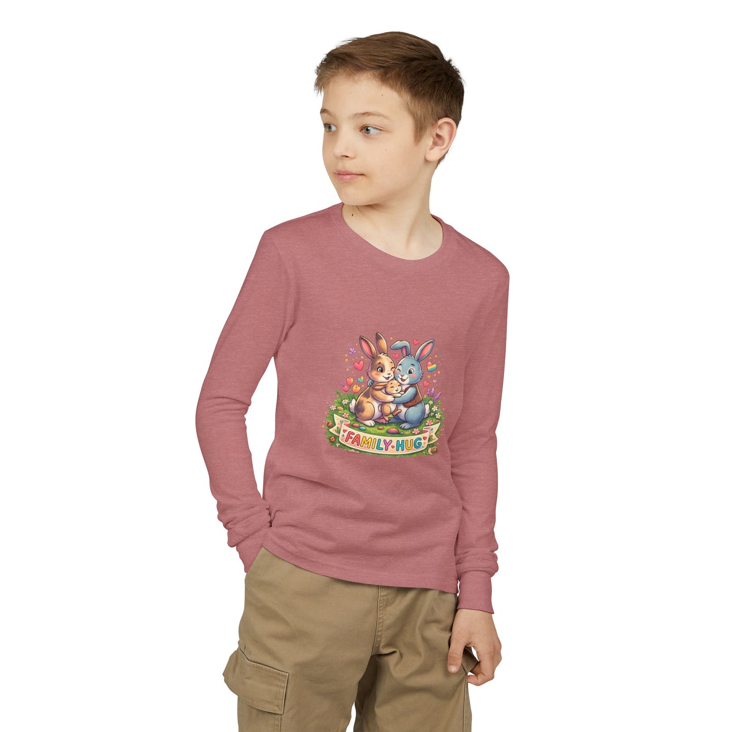 Family Hug Bunny Youth Jersey Long Sleeve Tee