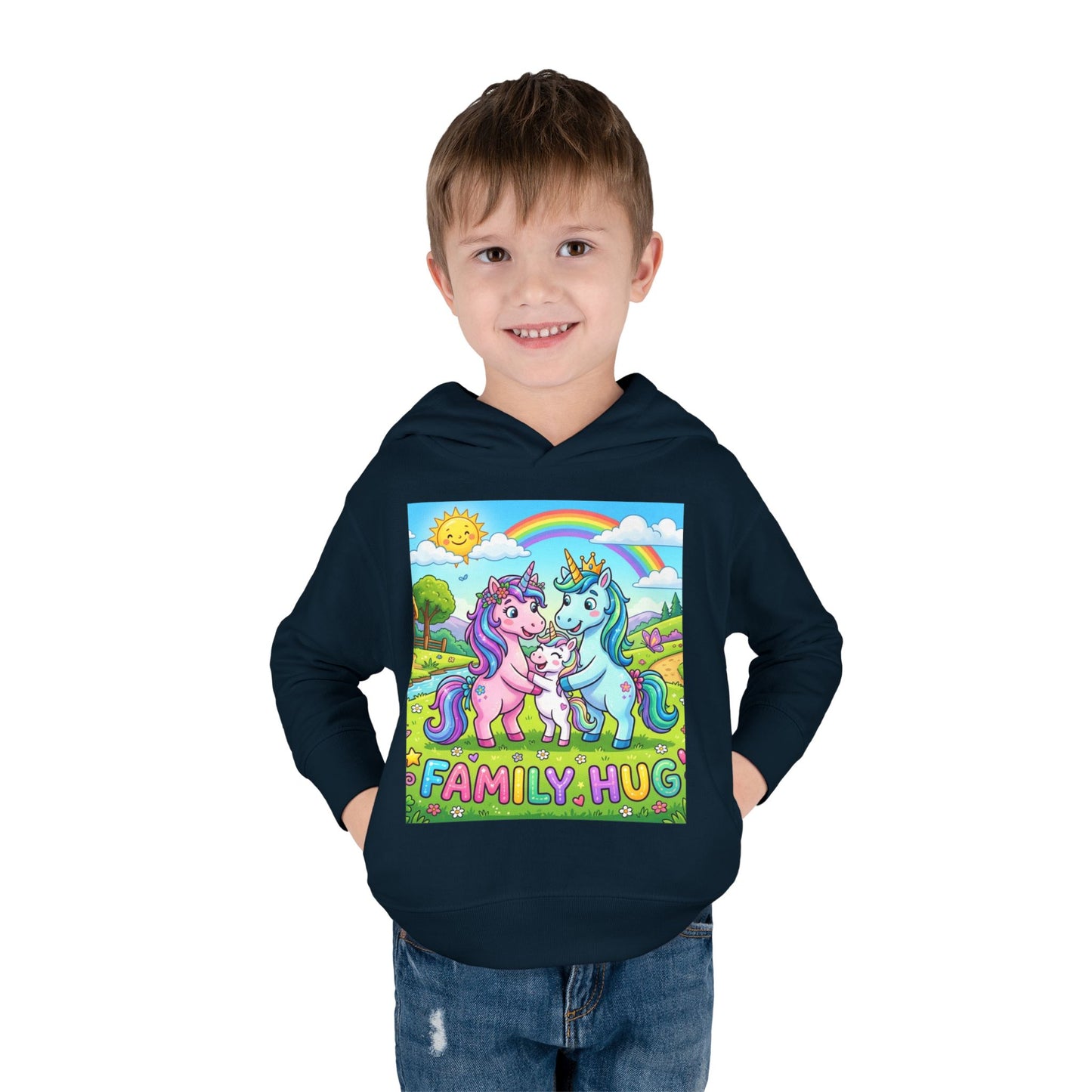 Family Hug Unicorn Toddler Pullover Fleece Hoodie