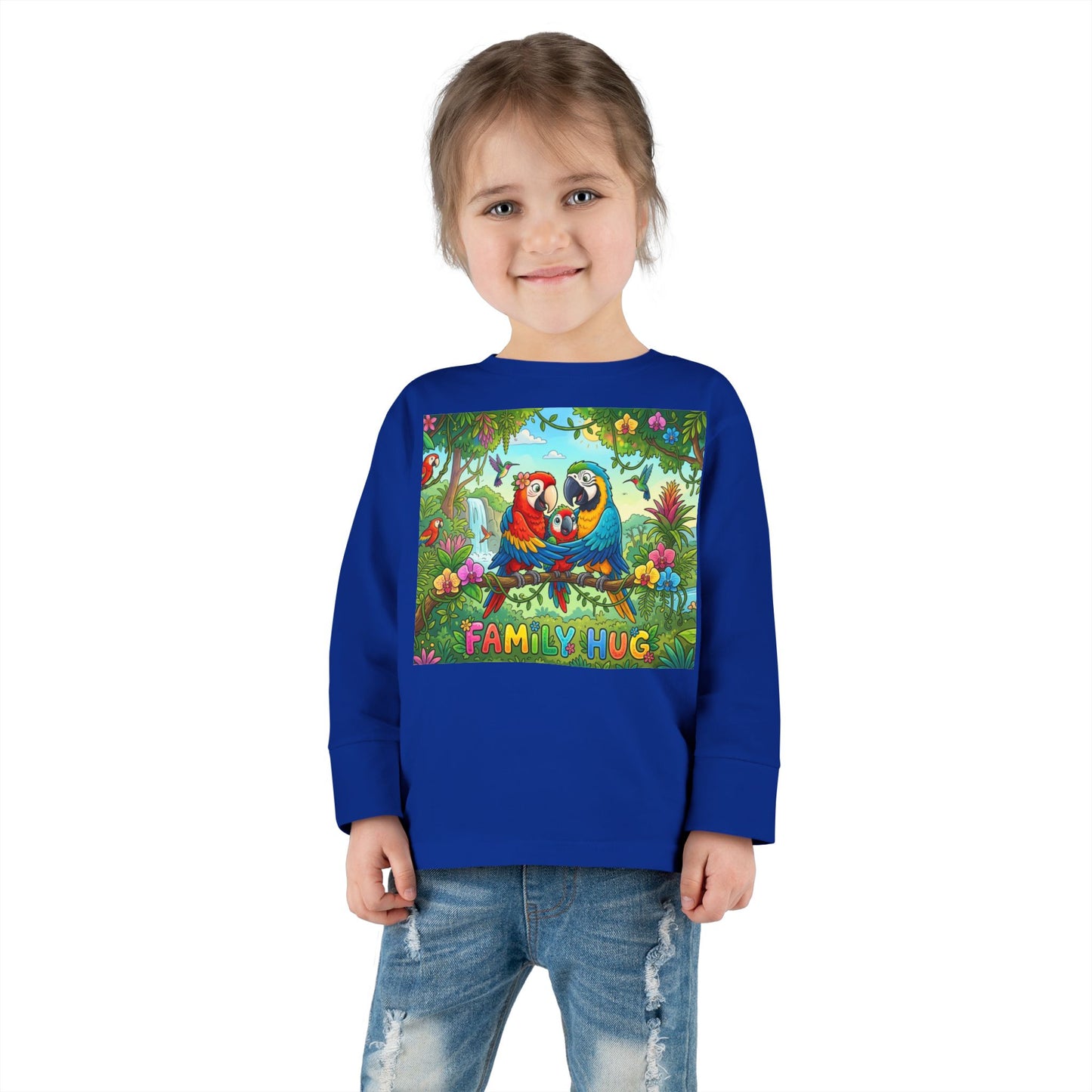 Family Hug Macaw Toddler Long Sleeve Tee