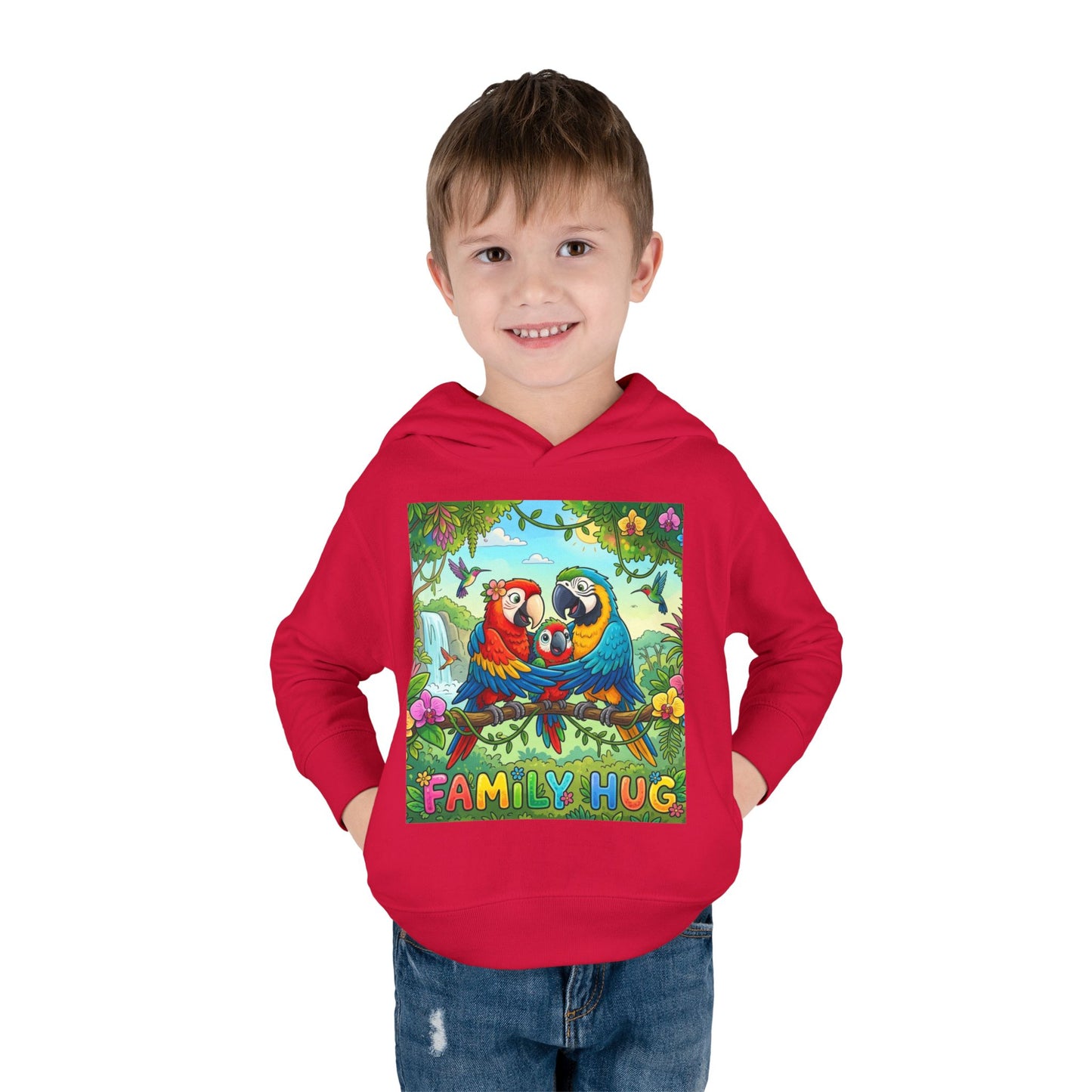 Family Hug Macaw Toddler Pullover Fleece Hoodie