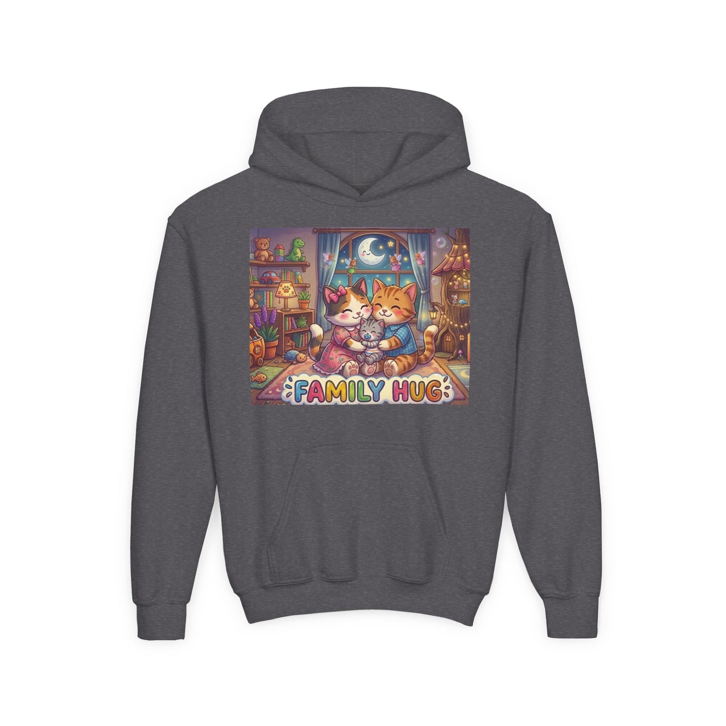 Family Hug Kitten Youth Heavy Blend Hooded Sweatshirt