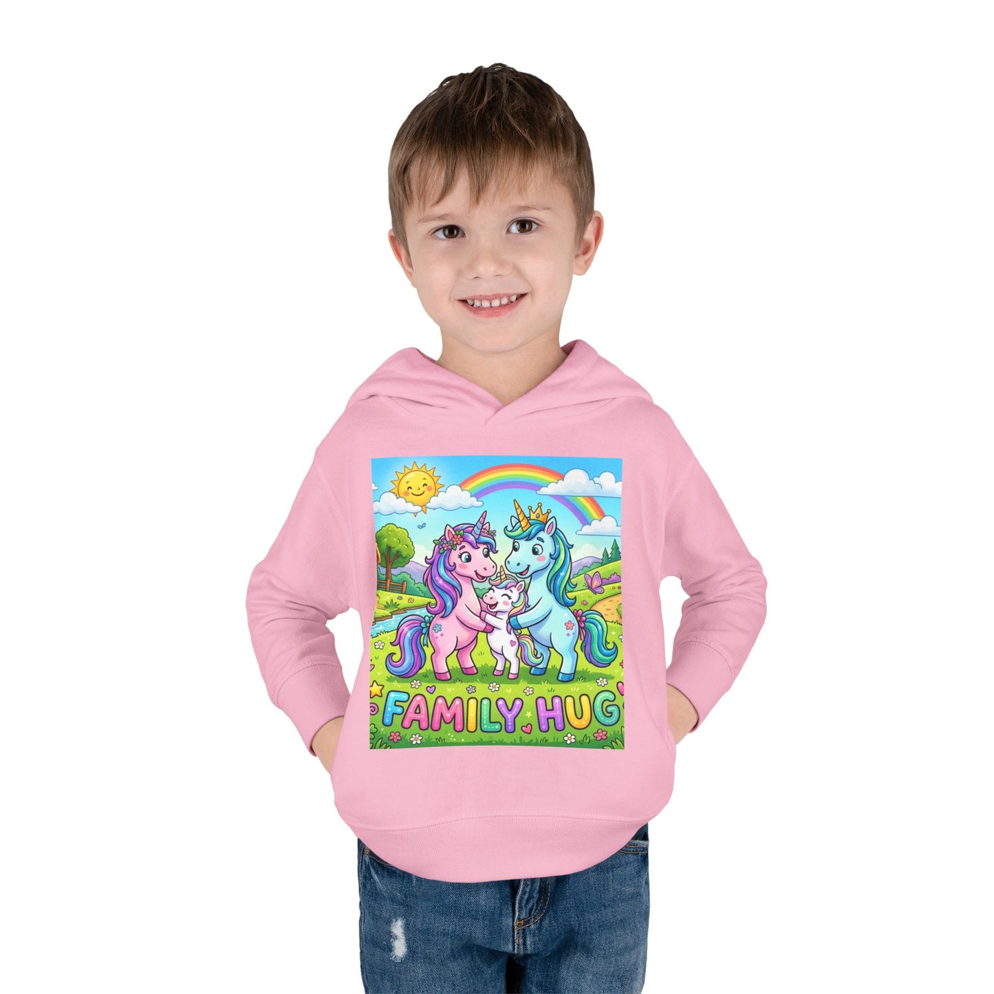 Family Hug Unicorn Toddler Pullover Fleece Hoodie