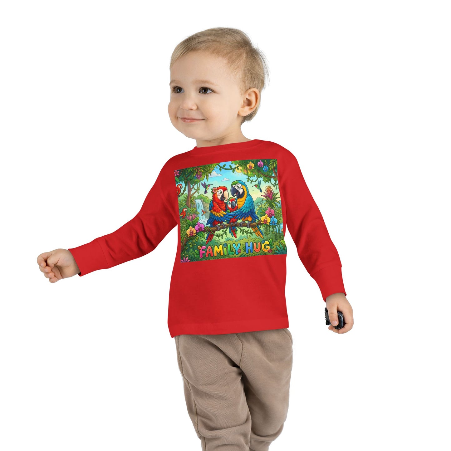 Family Hug Macaw Toddler Long Sleeve Tee
