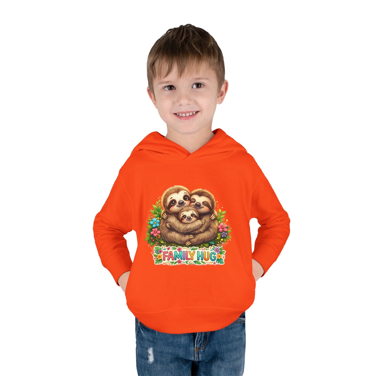 Family Hug Sloth Toddler Pullover Fleece Hoodie