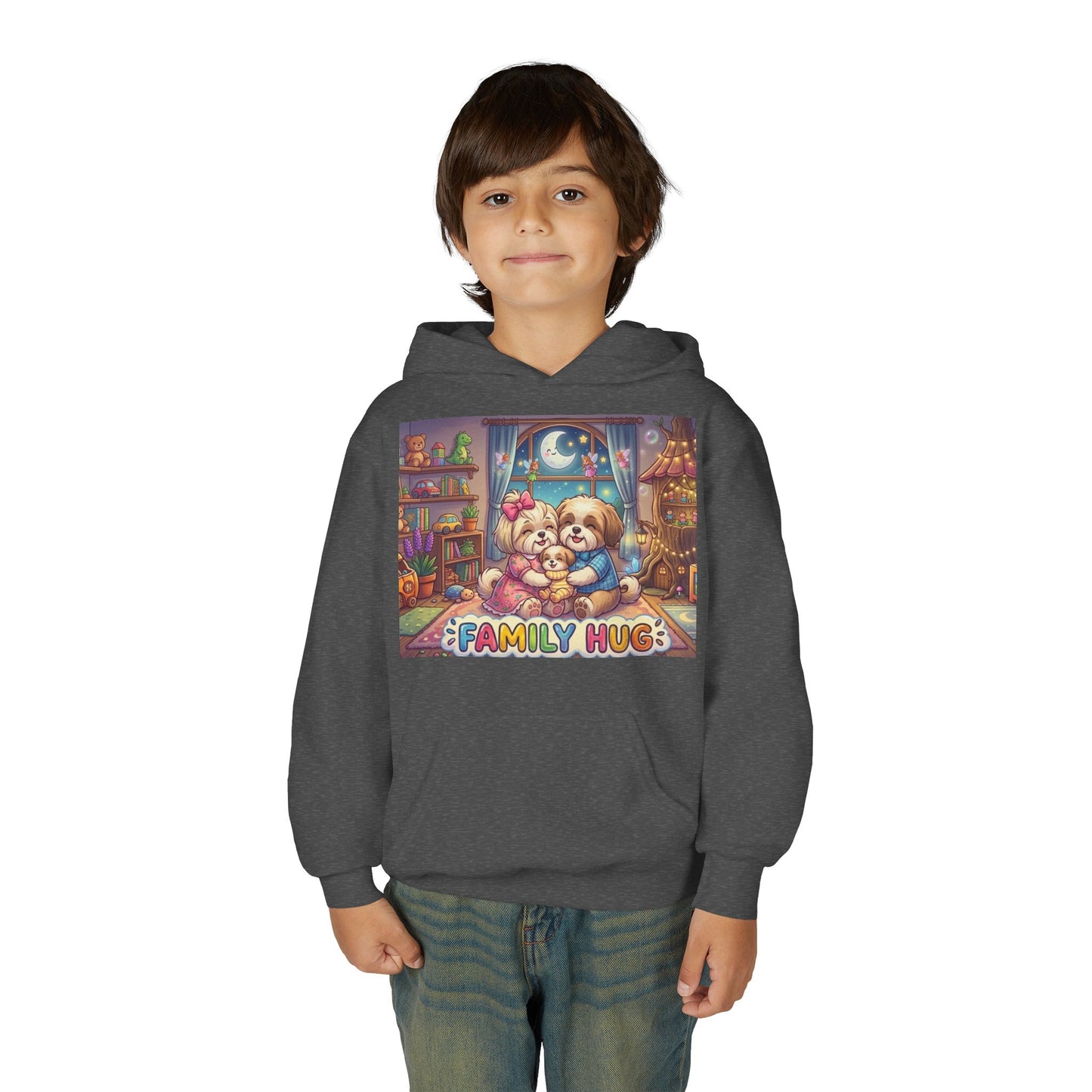 Family Hug Shih Tzu Youth Heavy Blend Hooded Sweatshirt