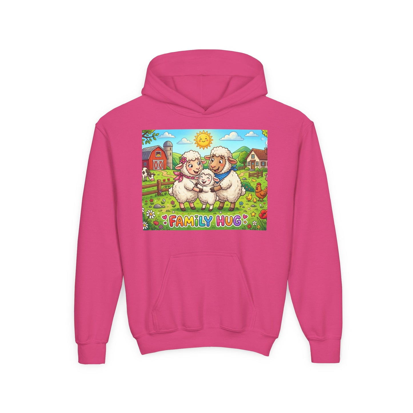 Family Hug Lamb Youth Heavy Blend Hooded Sweatshirt