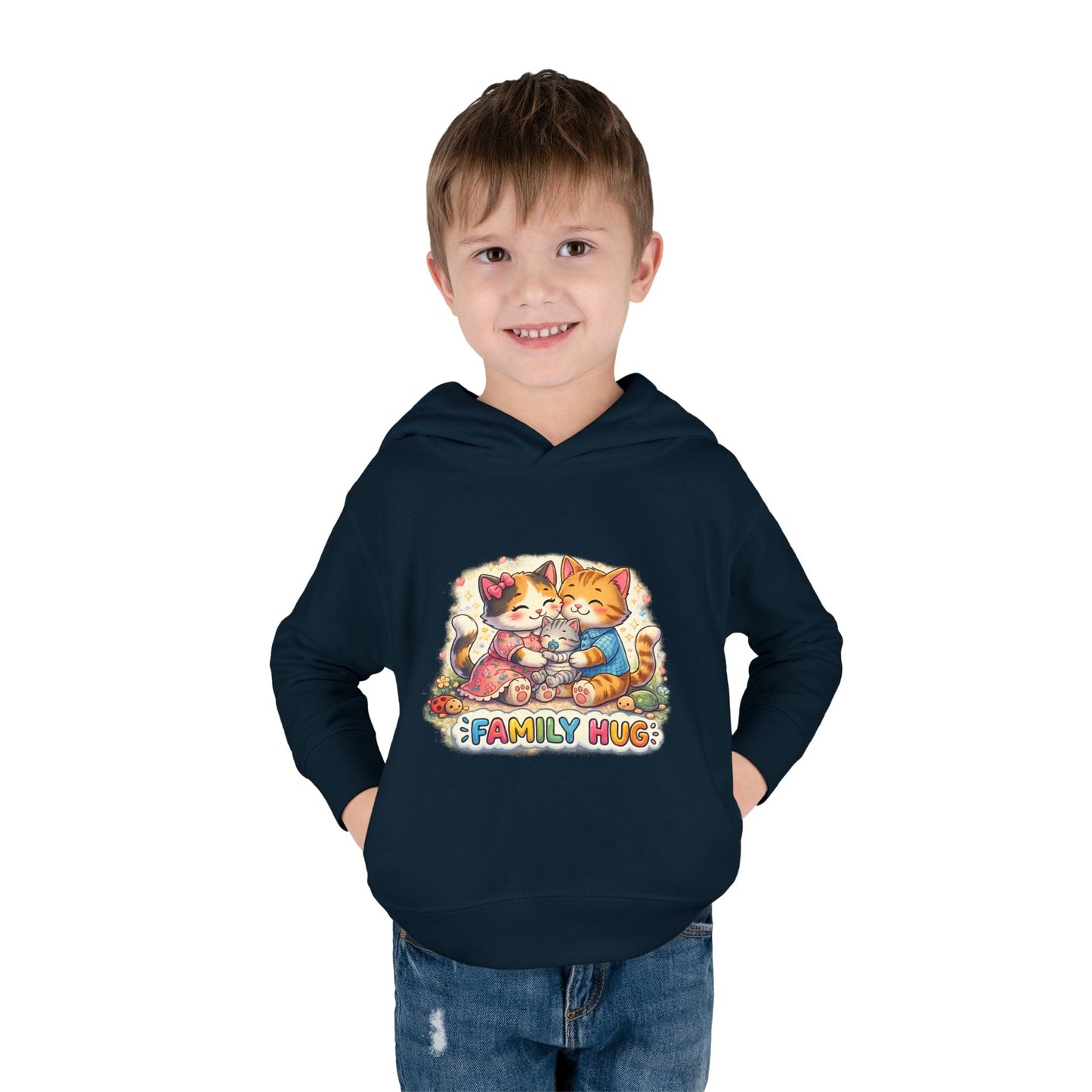 Family Hug Kitten Toddler Pullover Fleece Hoodie