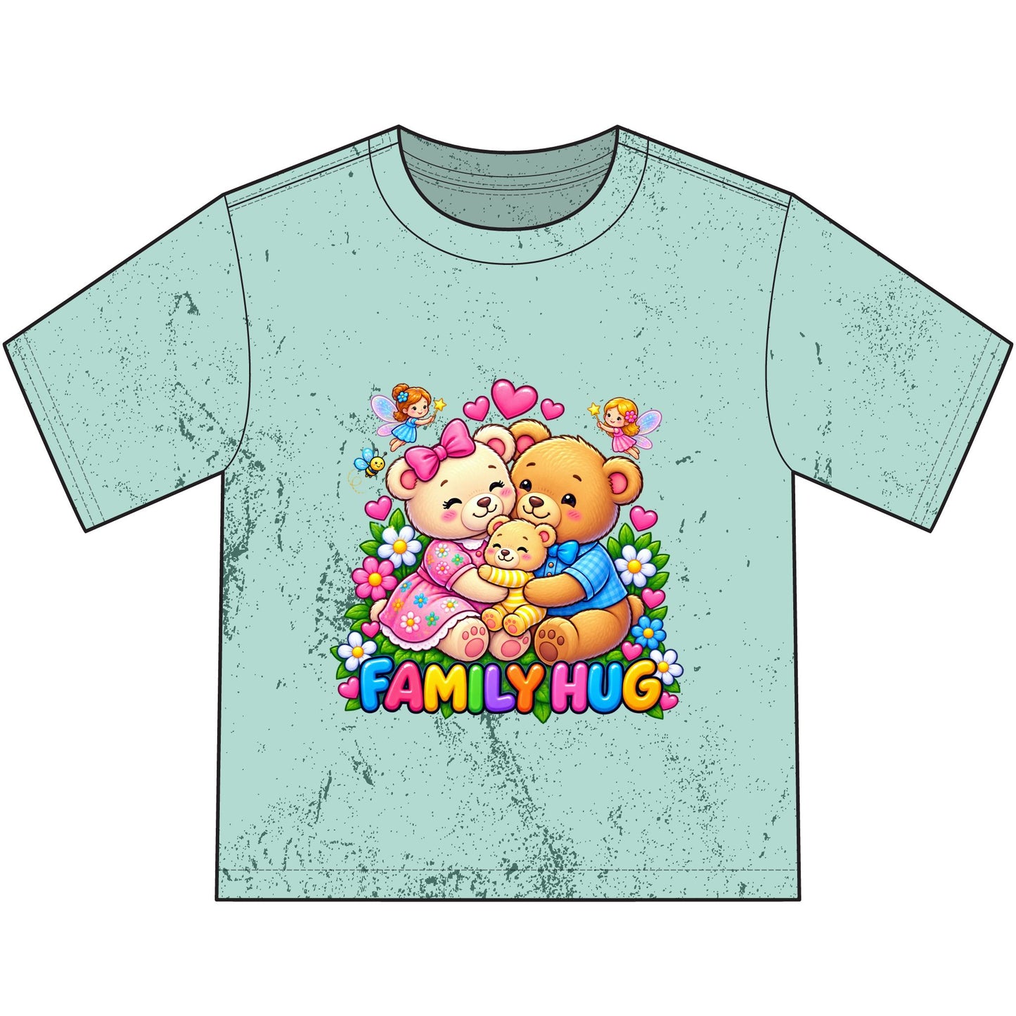 Family Hug Teddy Heavyweight Color Blast Youth T-Shirt