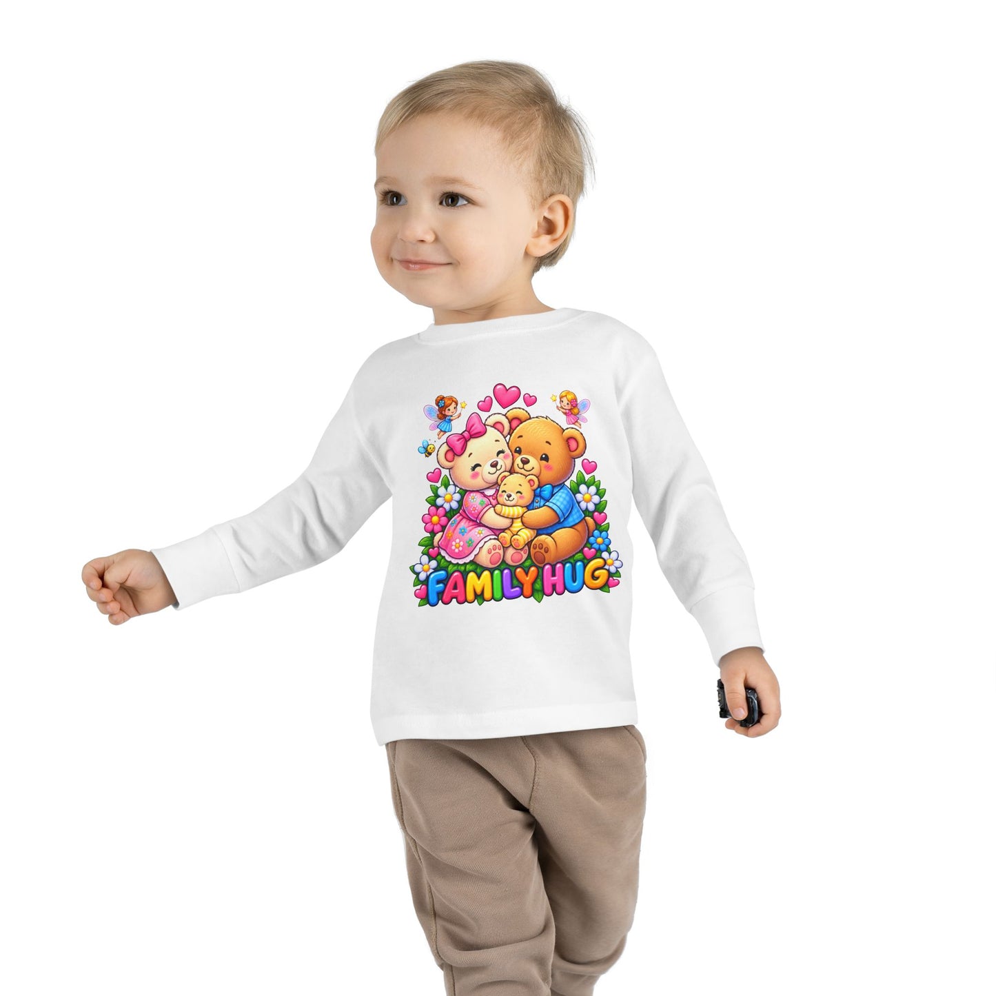 Family Hug Teddy Toddler Long Sleeve Tee