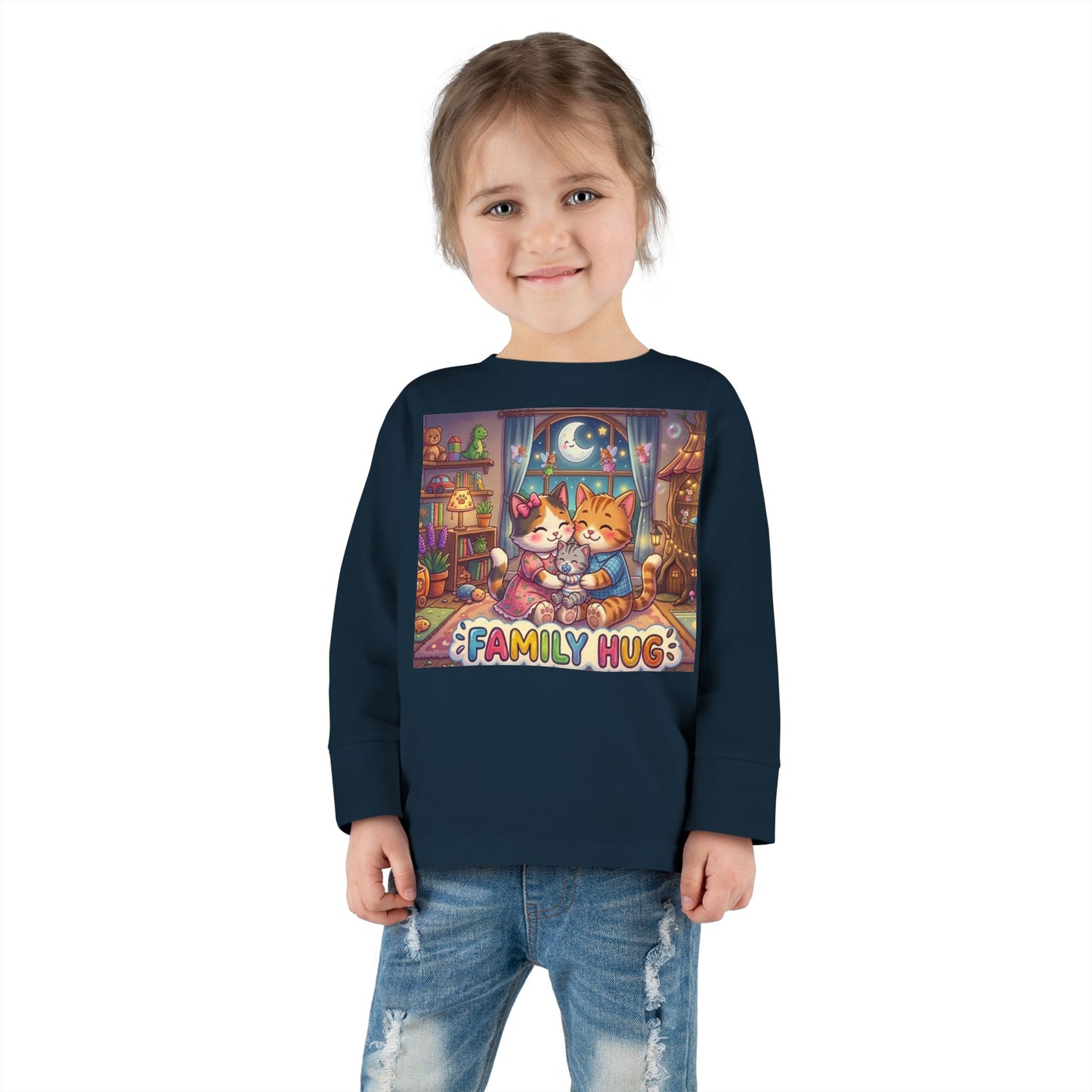 Family Hug Kitten Toddler Long Sleeve Tee