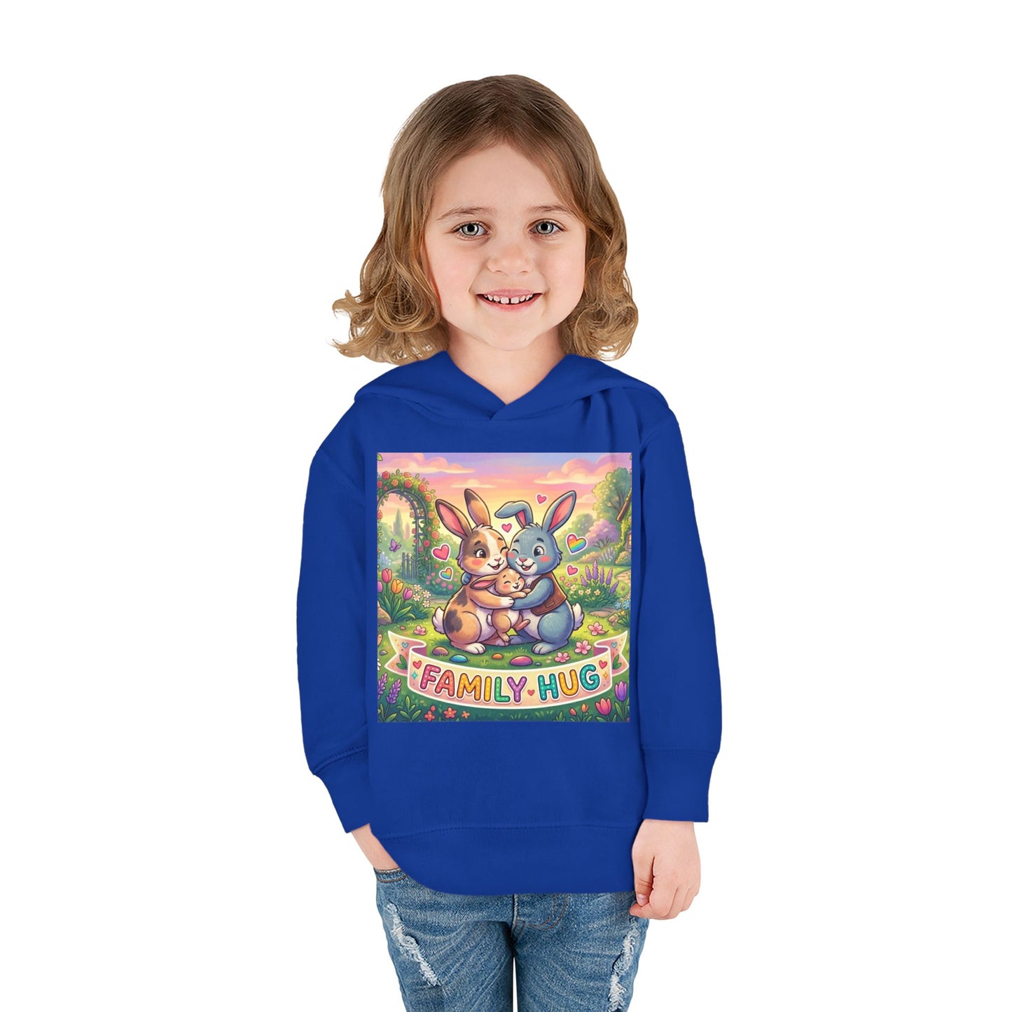 Family Hug Bunny Toddler Pullover Fleece Hoodie