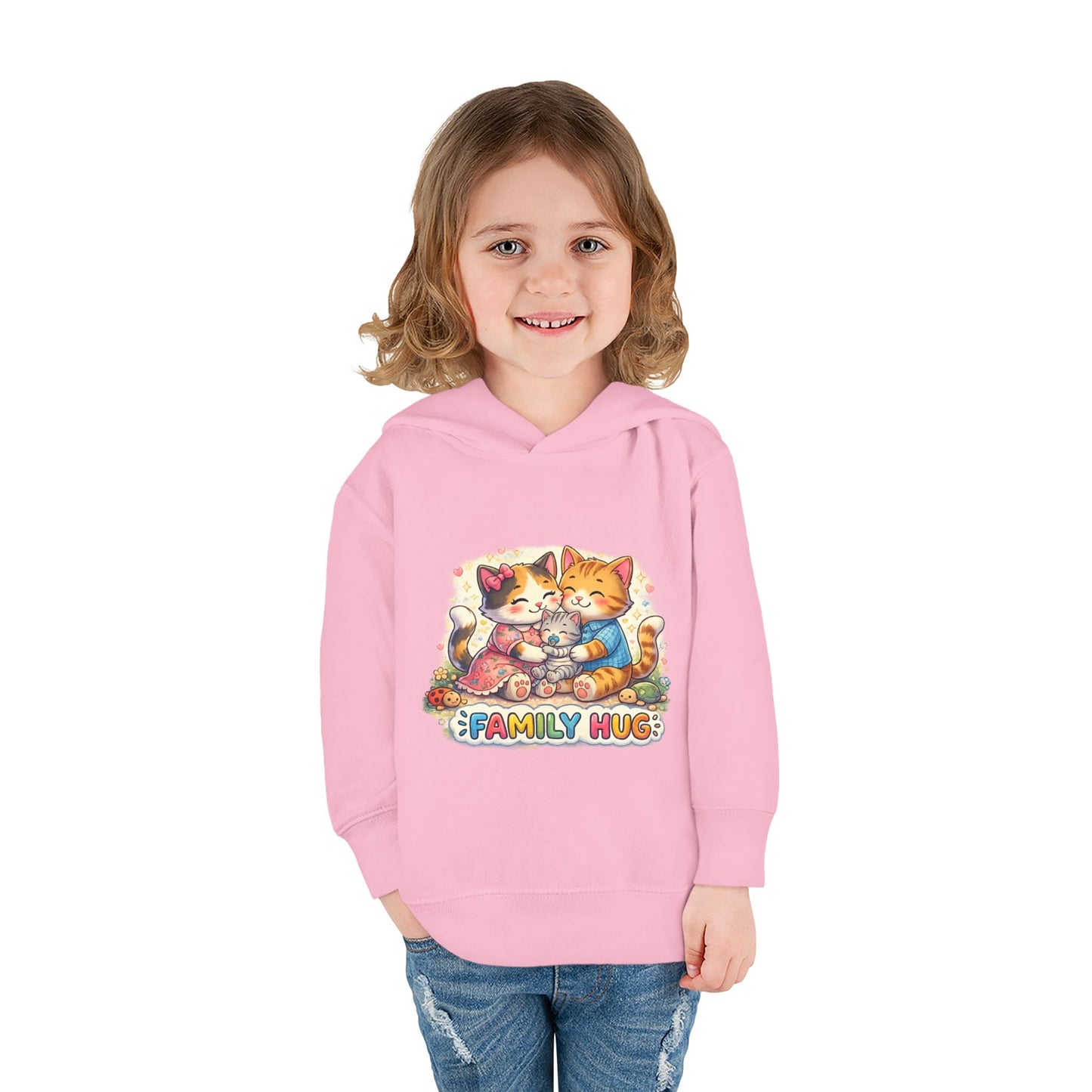 Family Hug Kitten Toddler Pullover Fleece Hoodie