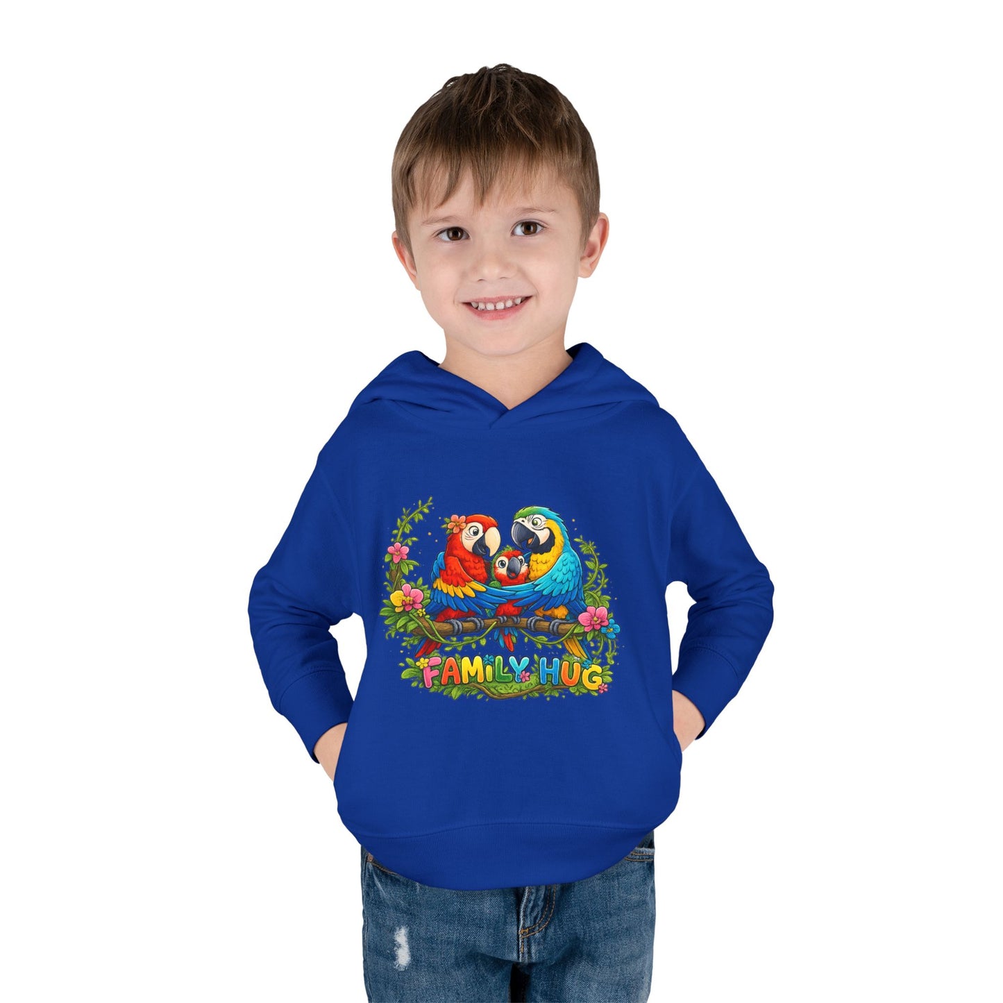 Family Hug Macaw Toddler Pullover Fleece Hoodie