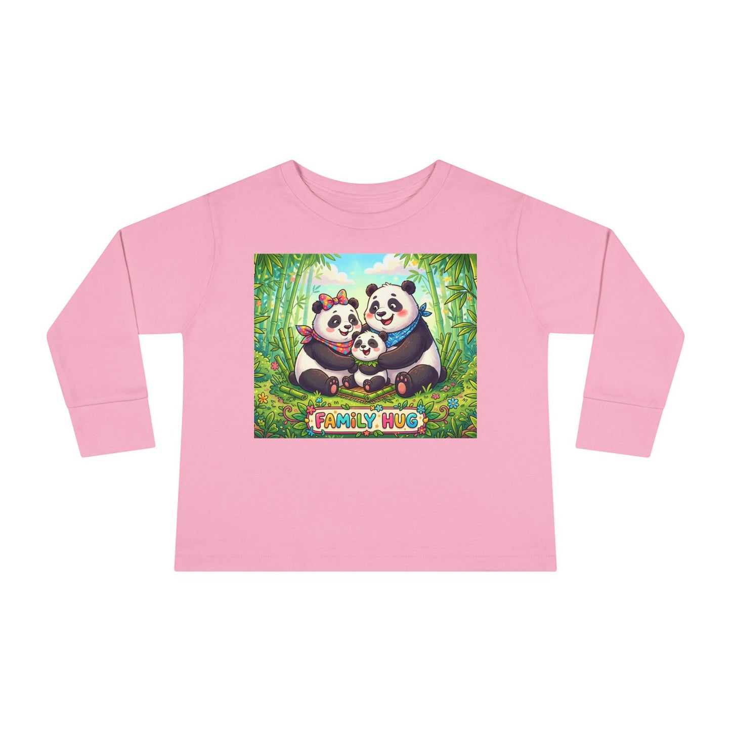 Family Hug Panda Toddler Long Sleeve Tee