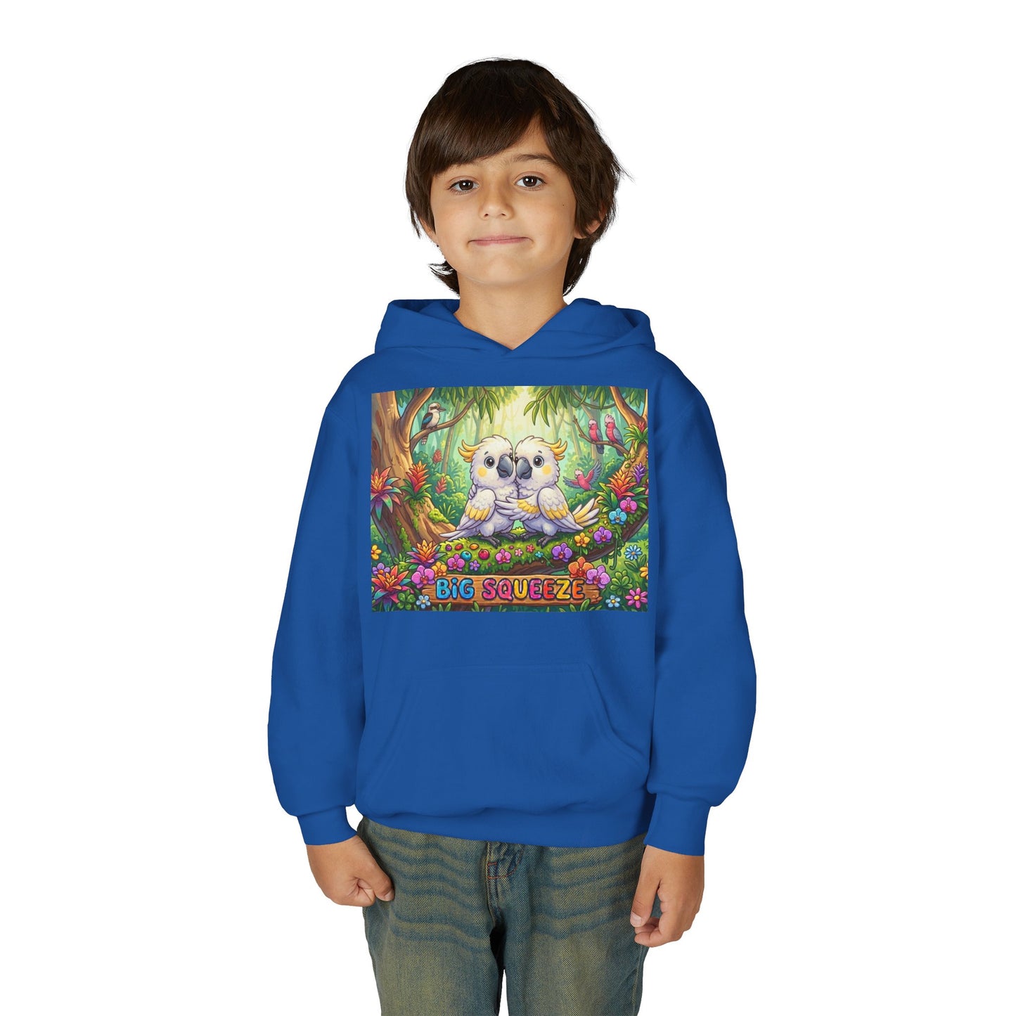 Big Squeeze Cockatoo Youth Heavy Blend Hooded Sweatshirt