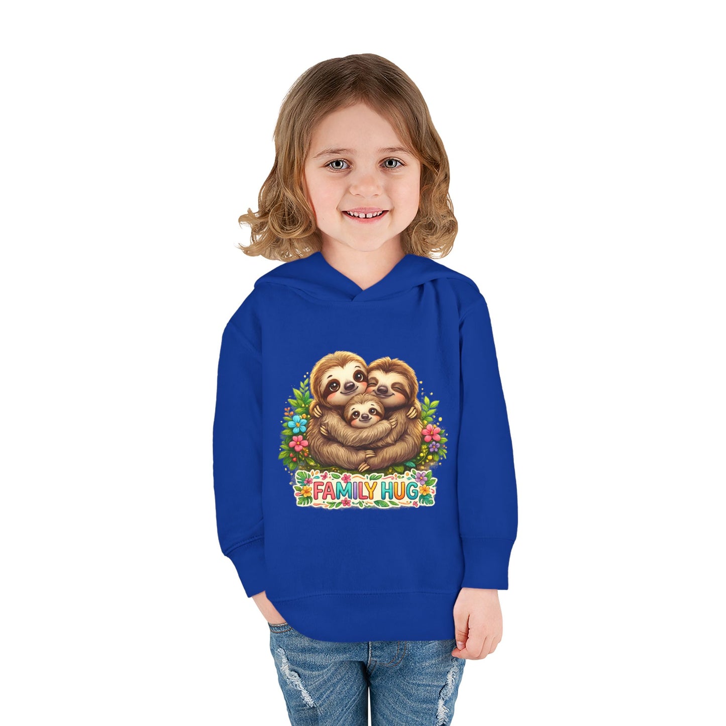 Family Hug Sloth Toddler Pullover Fleece Hoodie