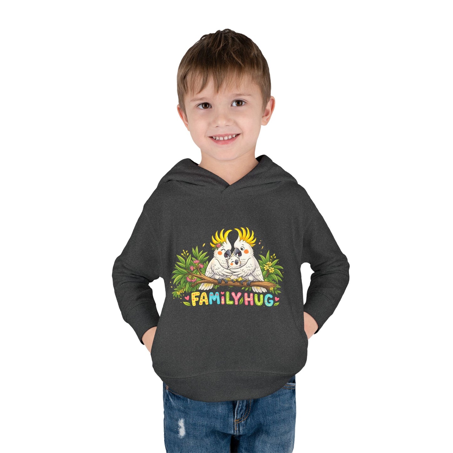 Family Hug Cockatoo Toddler Pullover Fleece Hoodie