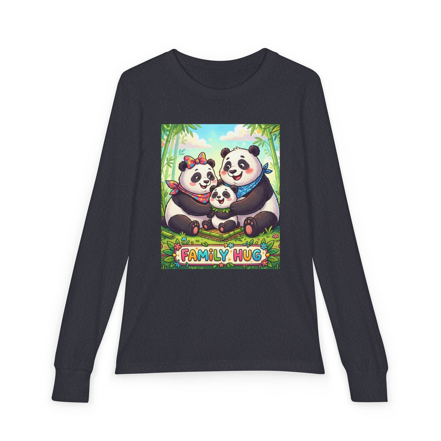 Family Hug Panda Youth Jersey Long Sleeve Tee