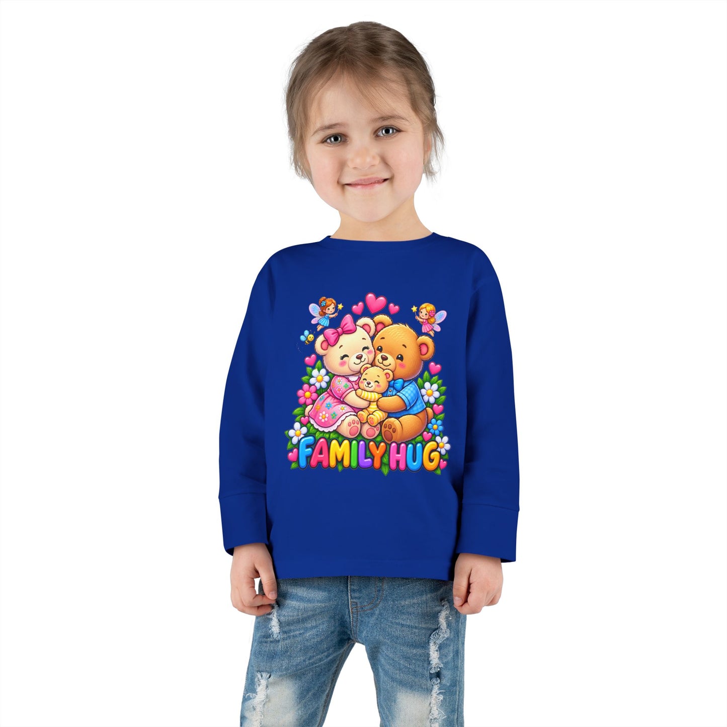 Family Hug Teddy Toddler Long Sleeve Tee