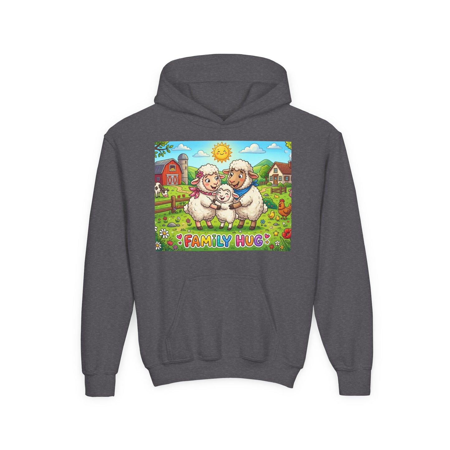 Family Hug Lamb Youth Heavy Blend Hooded Sweatshirt