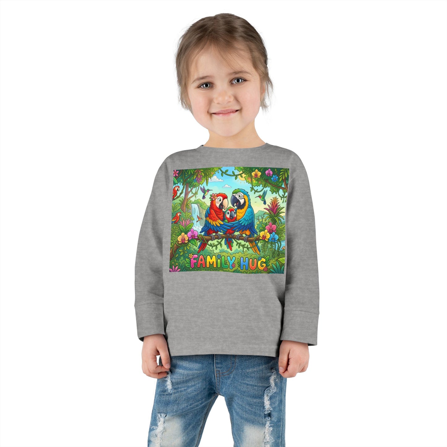 Family Hug Macaw Toddler Long Sleeve Tee