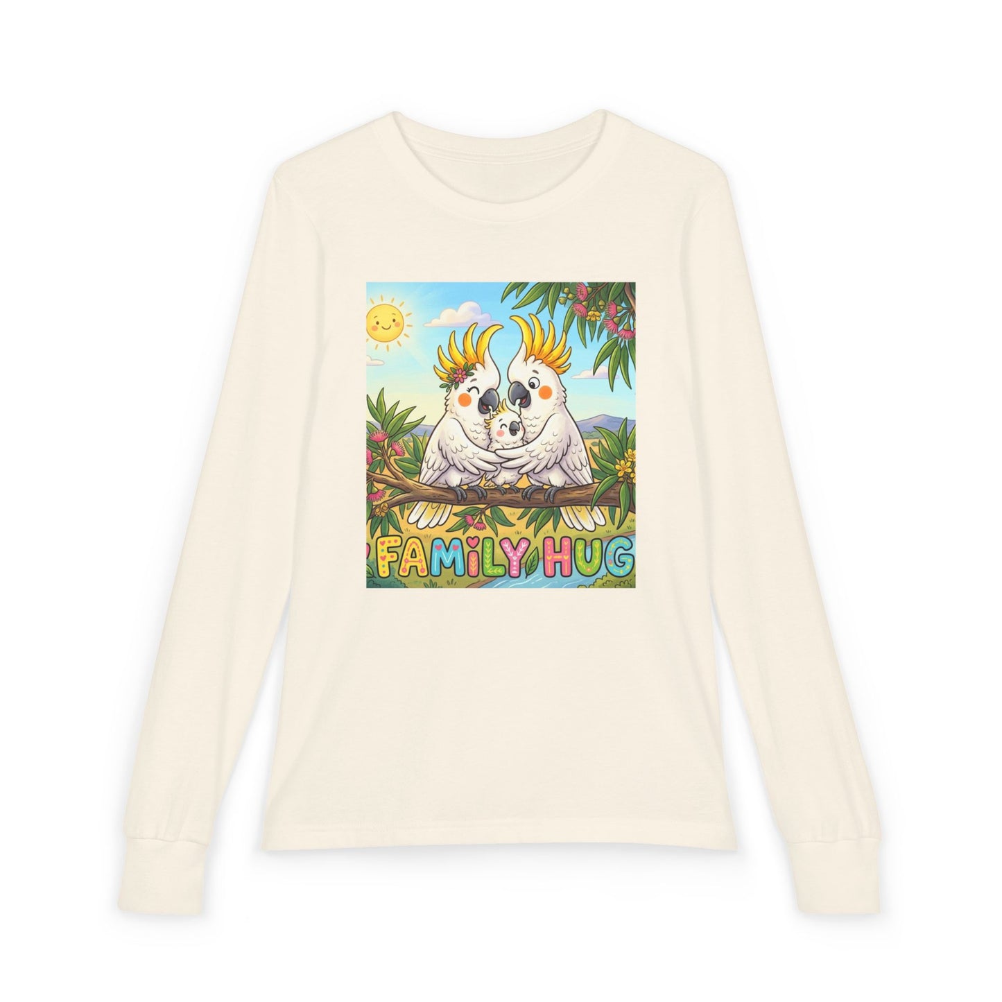 Family Hug Cockatoo Youth Jersey Long Sleeve Tee