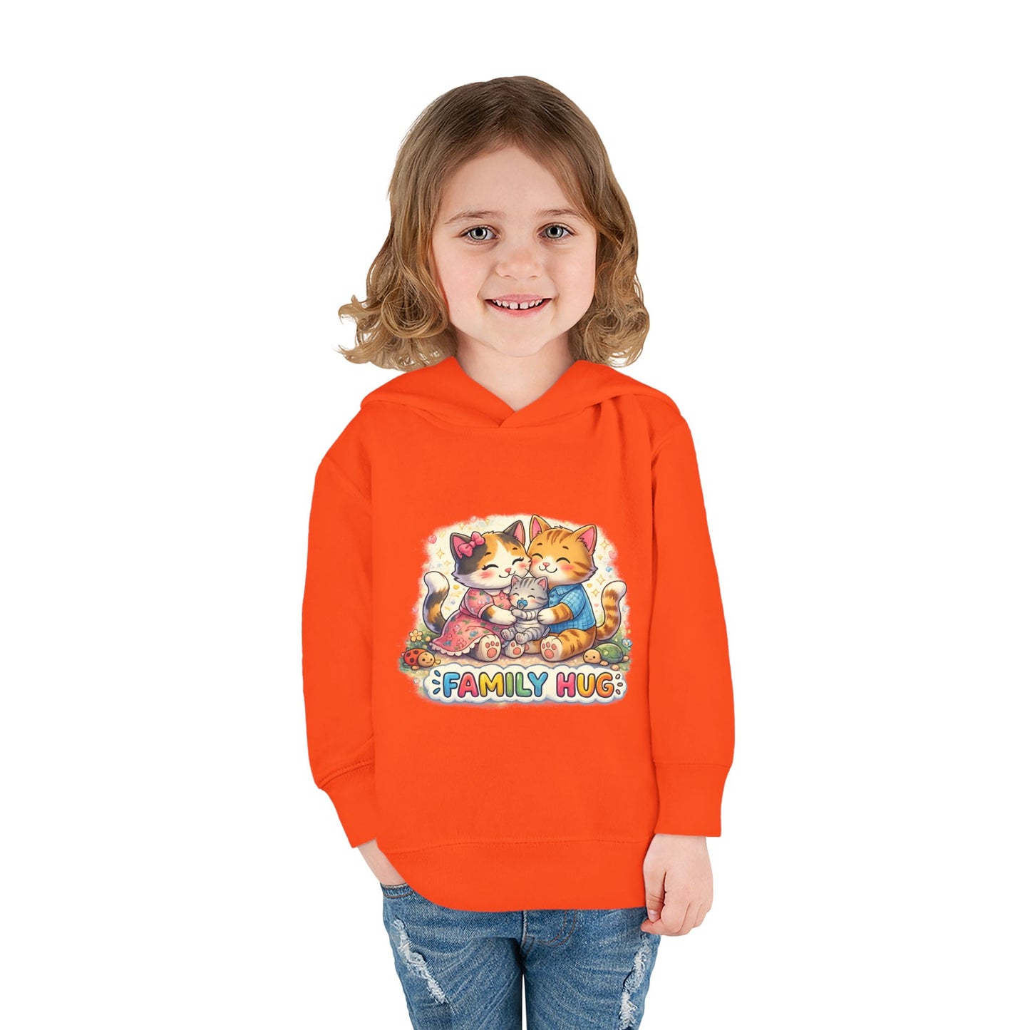 Family Hug Kitten Toddler Pullover Fleece Hoodie