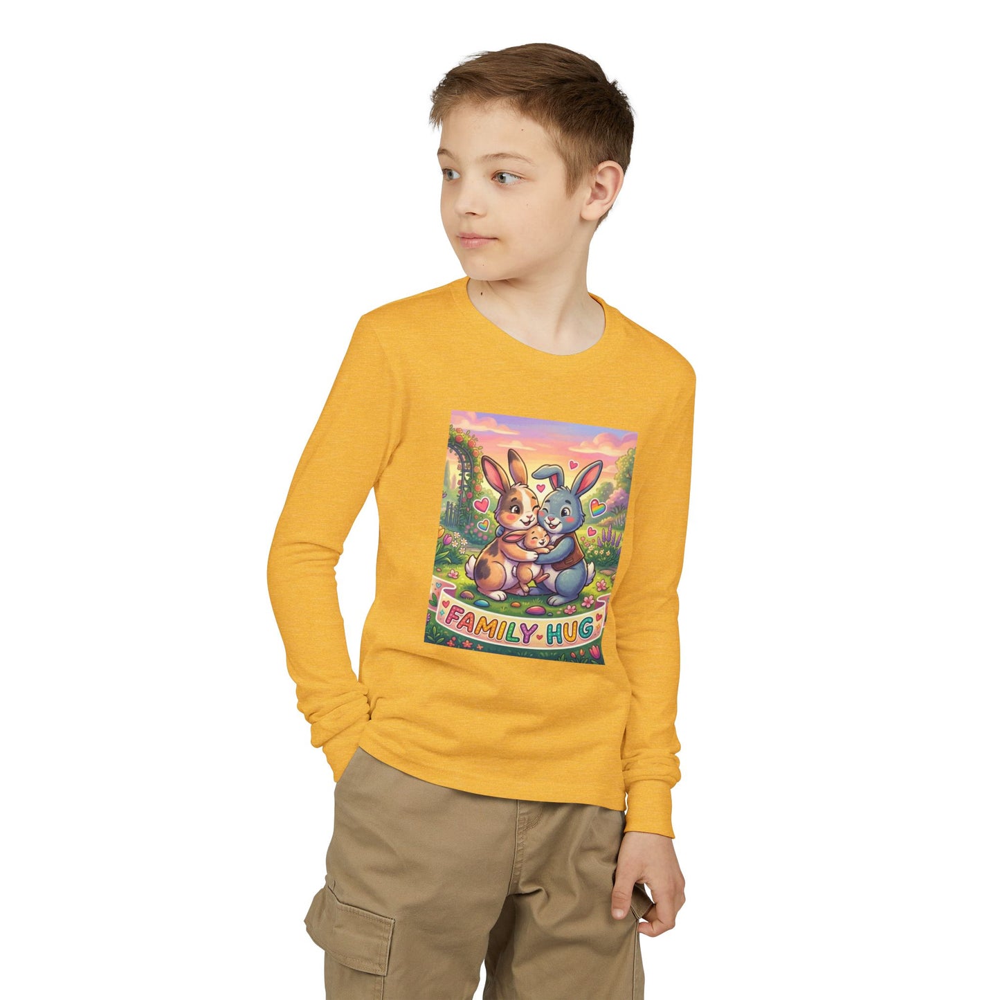 Family Hug Bunny Youth Jersey Long Sleeve Tee