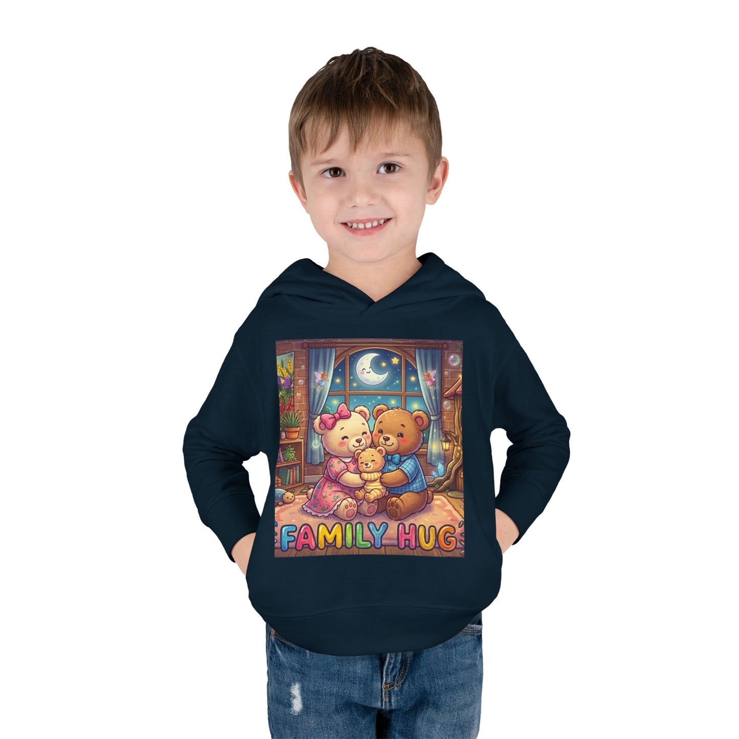 Family Hug Teddy Toddler Pullover Fleece Hoodie