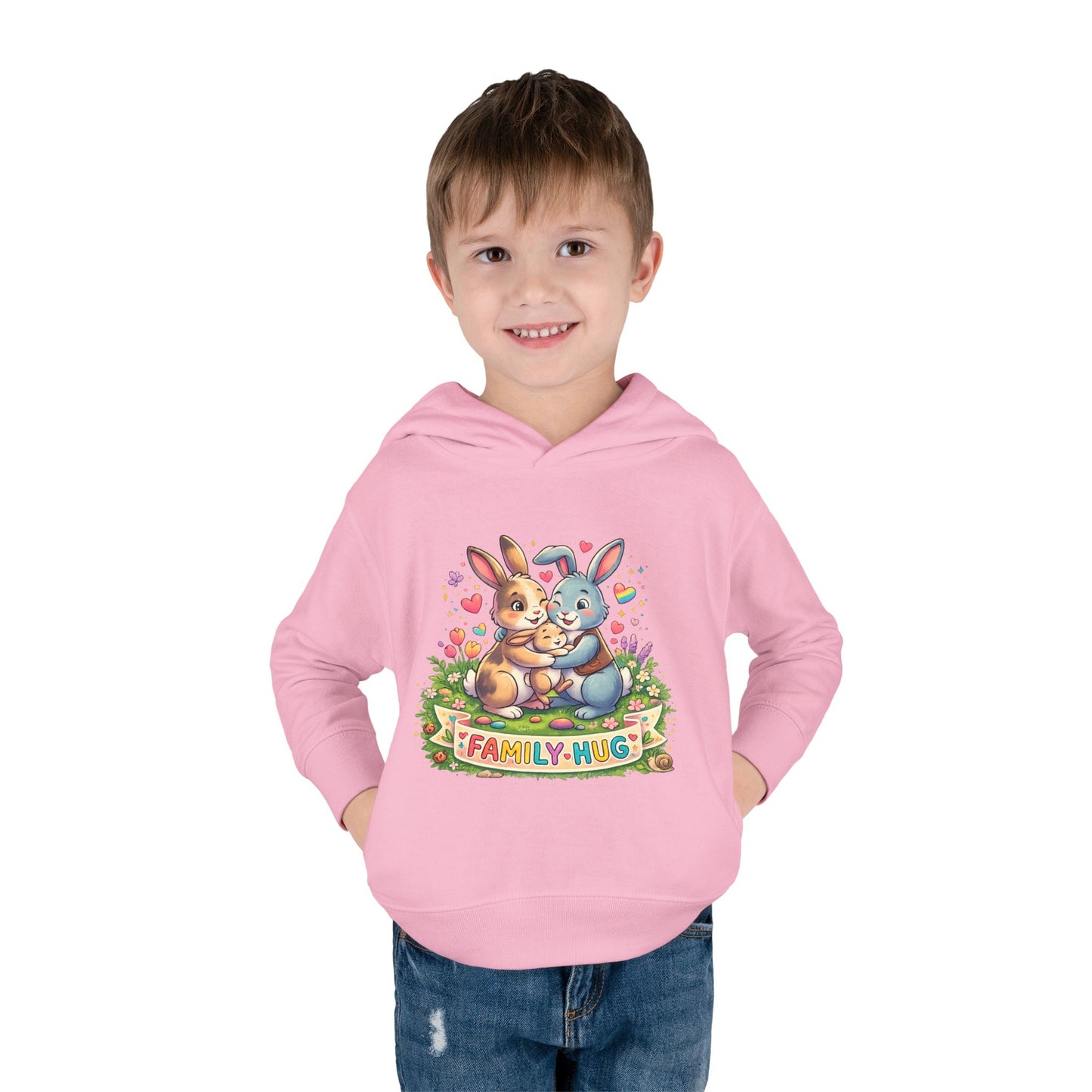 Family Hug Bunny Toddler Pullover Fleece Hoodie