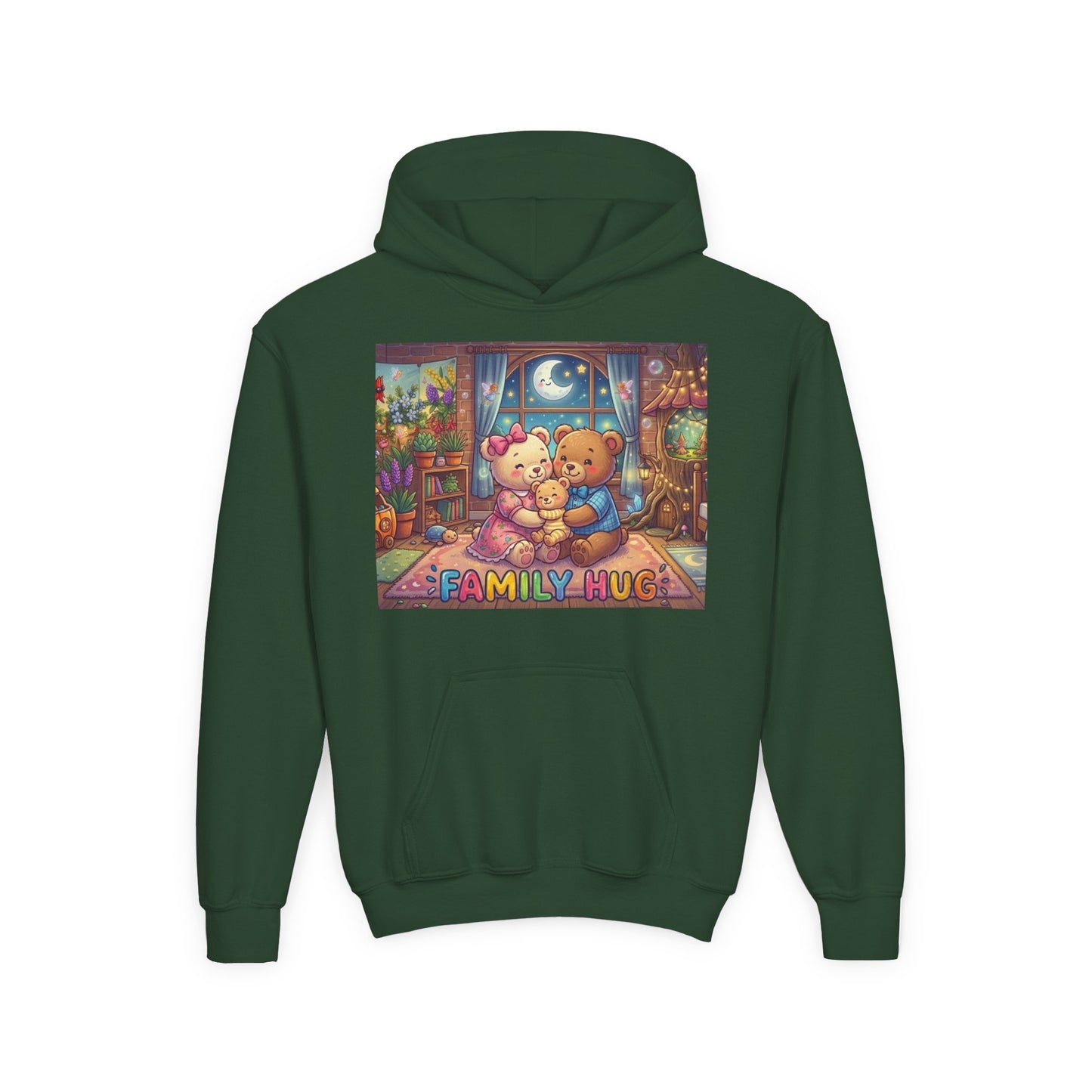 Family Hug Teddy Youth Heavy Blend Hooded Sweatshirt