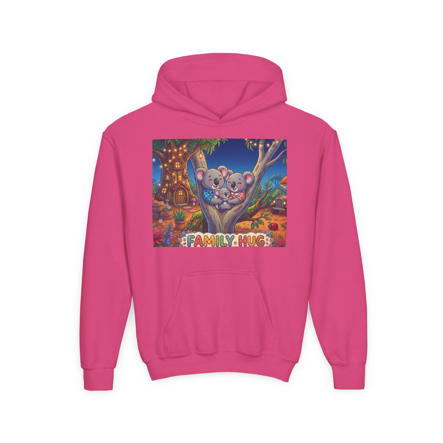 Family Hug Koala Youth Heavy Blend Hooded Sweatshirt
